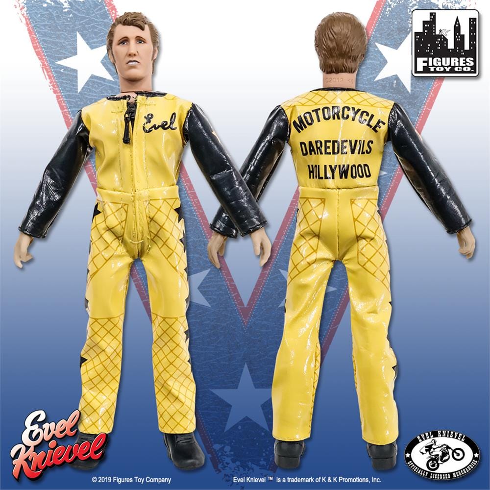 Evel Knievel 8 Inch Action Figures Series: Black and Yellow 1966 Jumpsuit Variant