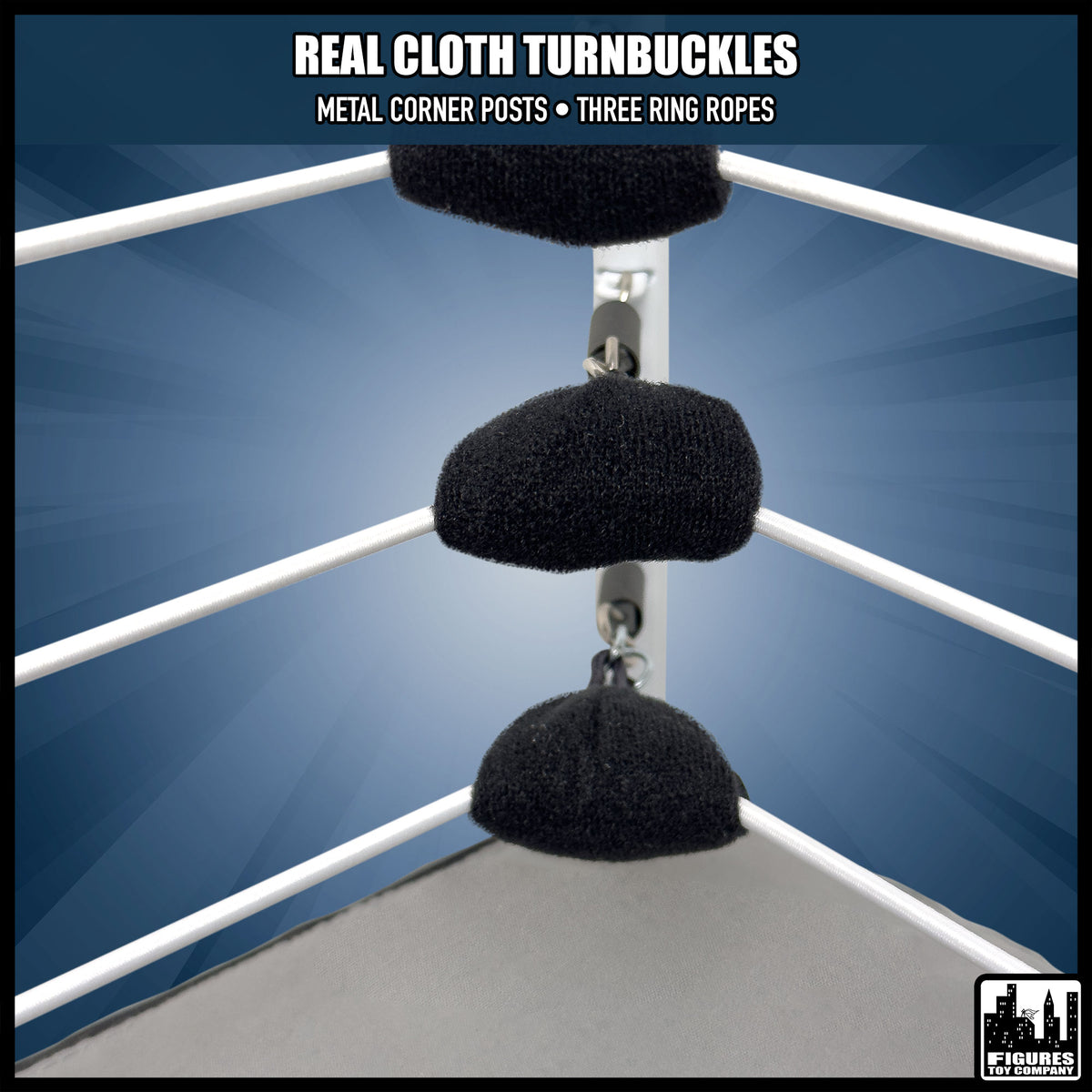 Figures Toy Company wrestling figure ring — cloth turnbuckles.
