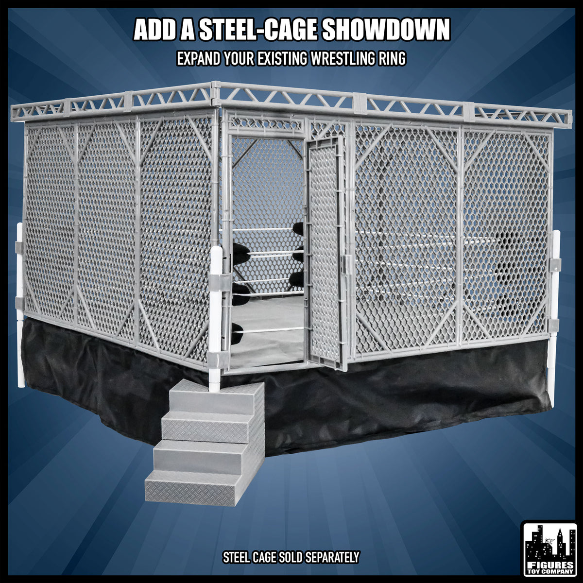 Figures Toy Company Wrestling Ring — steel cage option.
