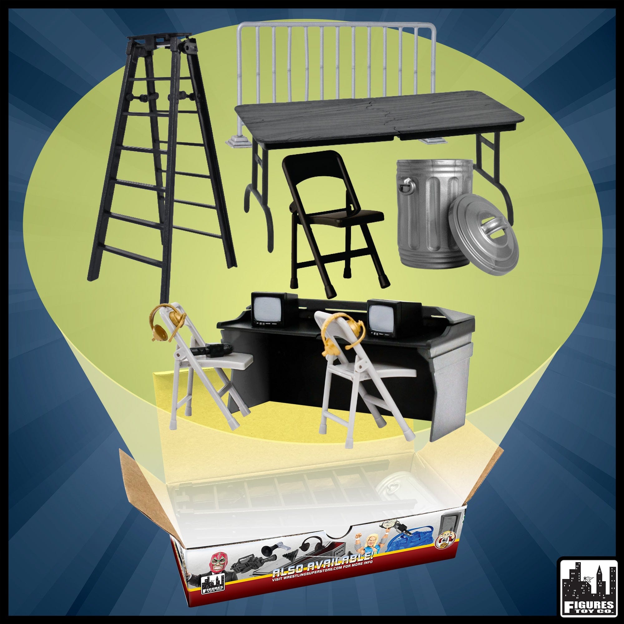 Wwe Accessories Black & Gray Wrestling Commentator Table Playset For ...