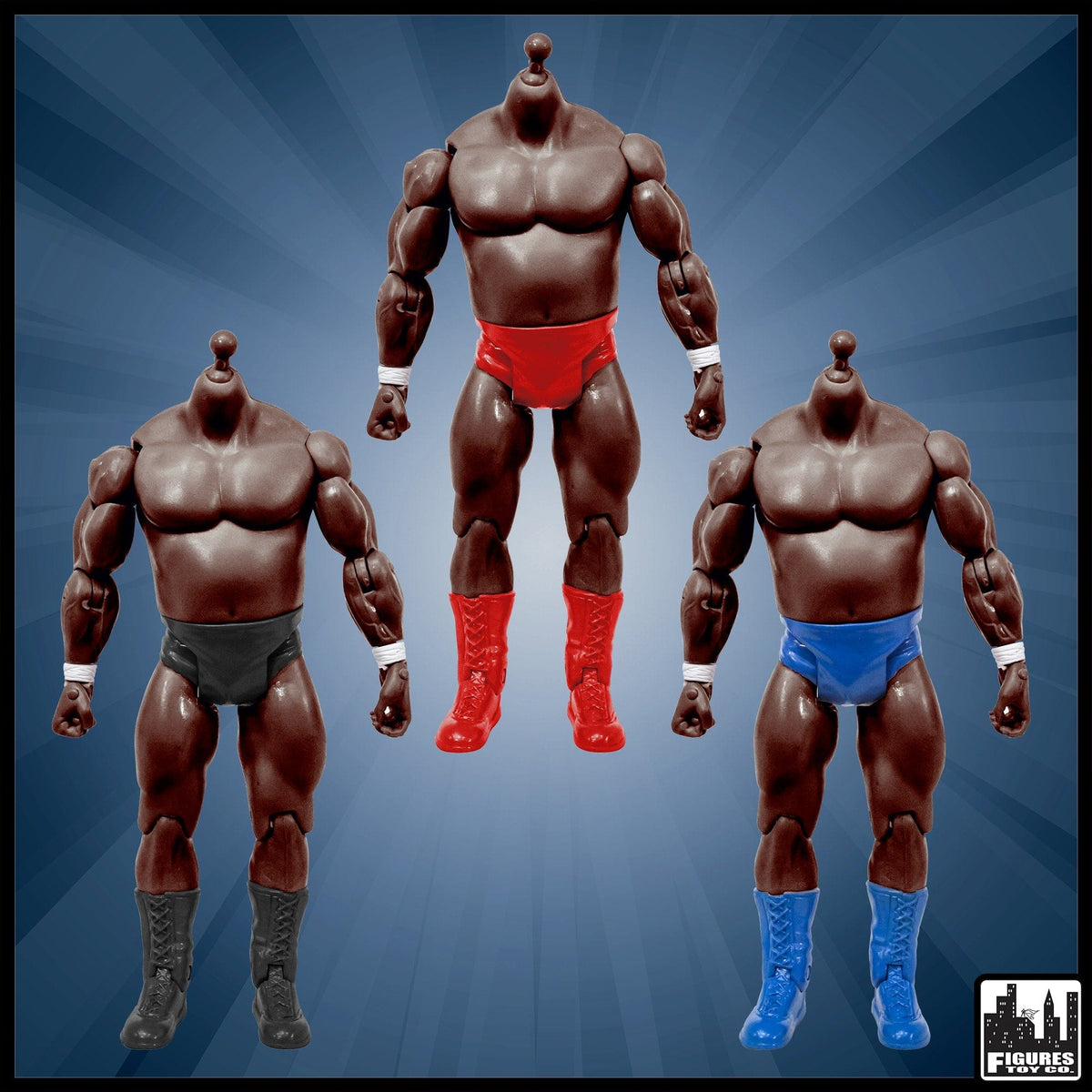 Generic 7 Inch African American Wrestling Action Figure With Bulky Chest