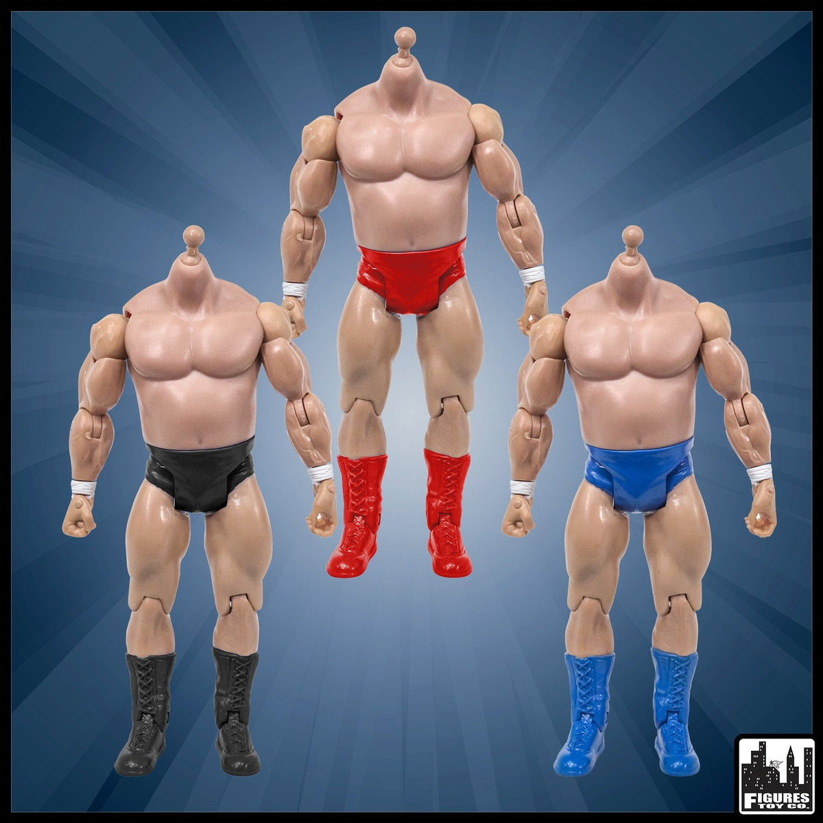 Generic 7 Inch White Wrestling Action Figure With Bulky Chest