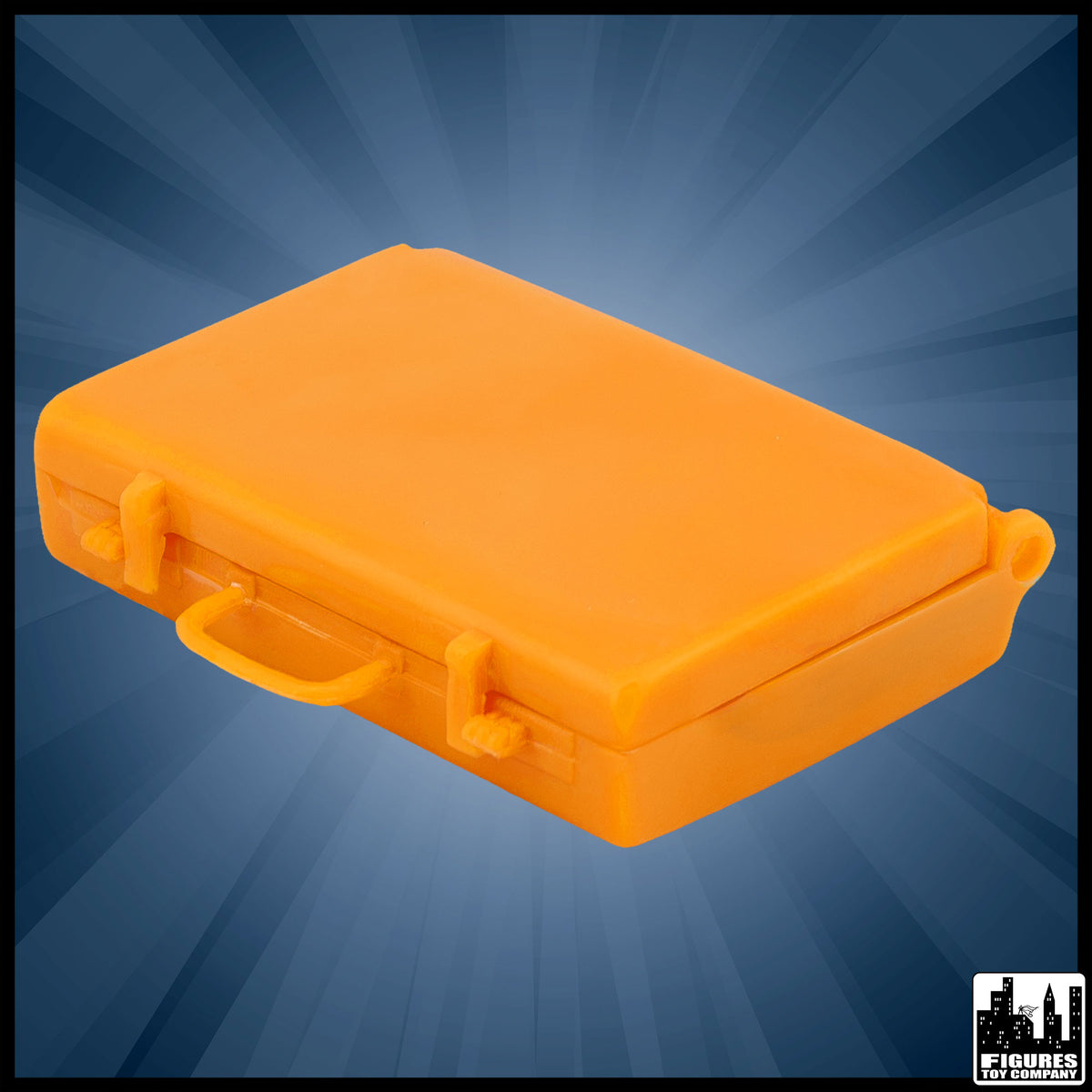 Gold Briefcase for wrestling figures — closed view.
