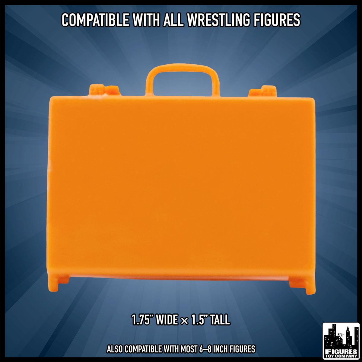 Gold Briefcase for wrestling figures — dimension guide.
