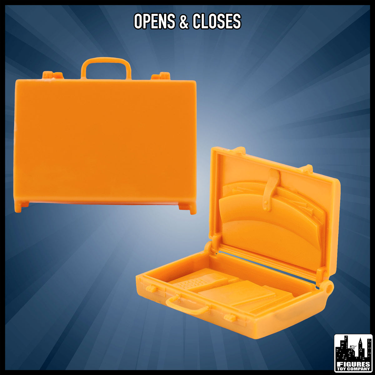 Gold Briefcase for wrestling figures — opening feature.