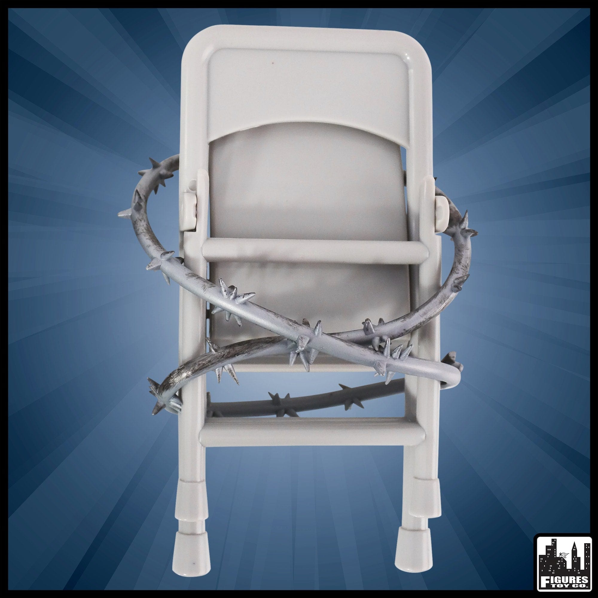 Gray Barbed Wire Folding Chair for WWE AEW Wrestling Action
