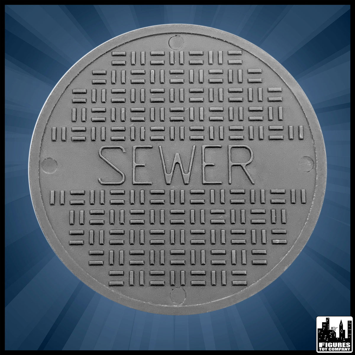 Gray Sewer Grate for wrestling figures — front view.