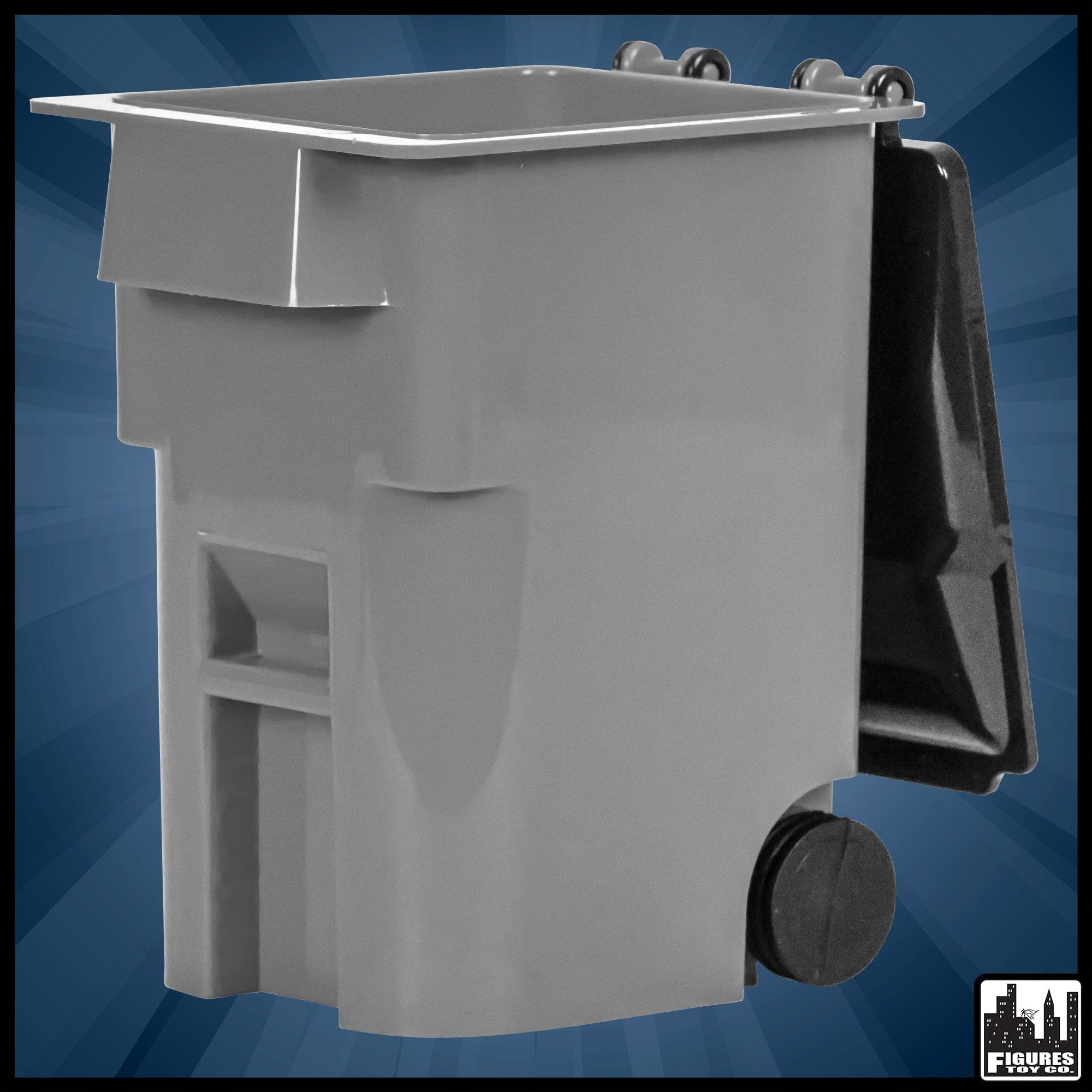 Gray Trash Can With Lid & Wheels for WWE Wrestling Action Figures