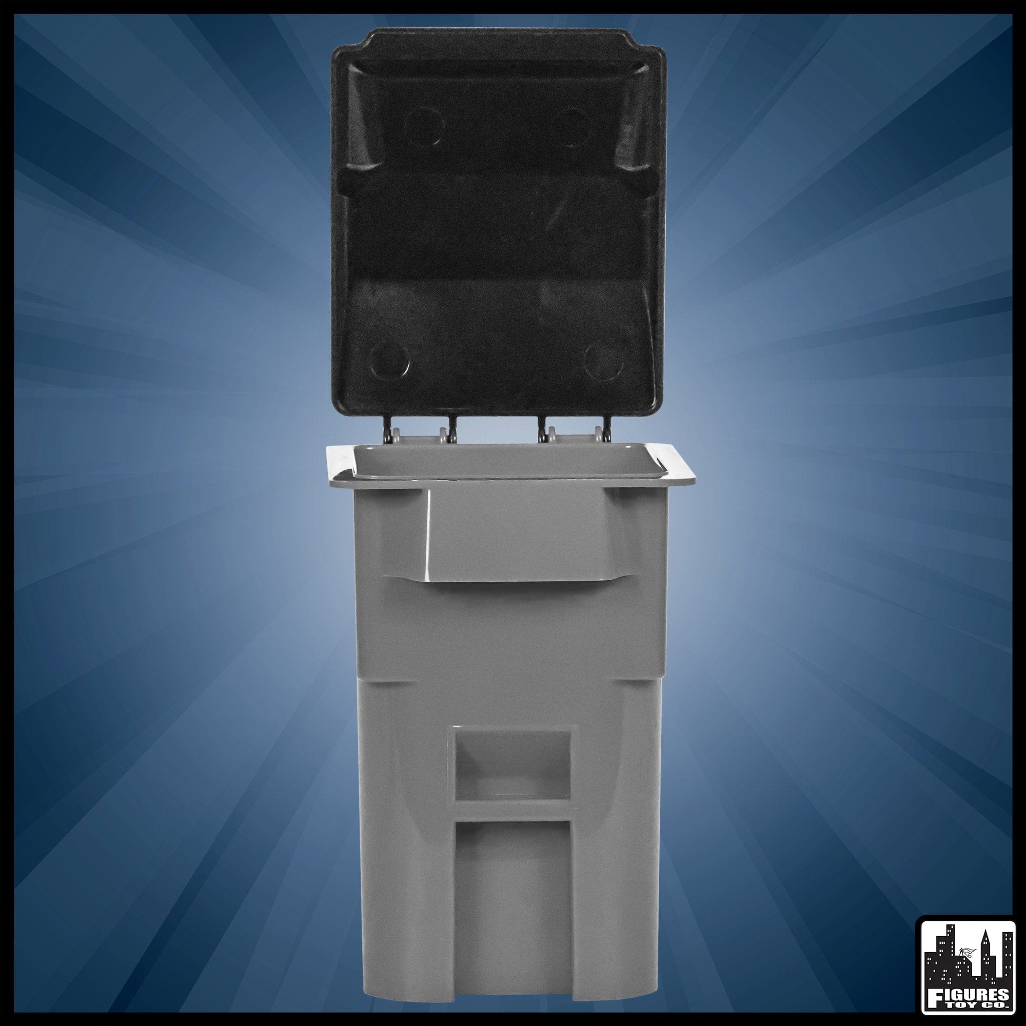 Gray Trash Can with Lid & Wheels for WWE & AEW Wrestling Figures