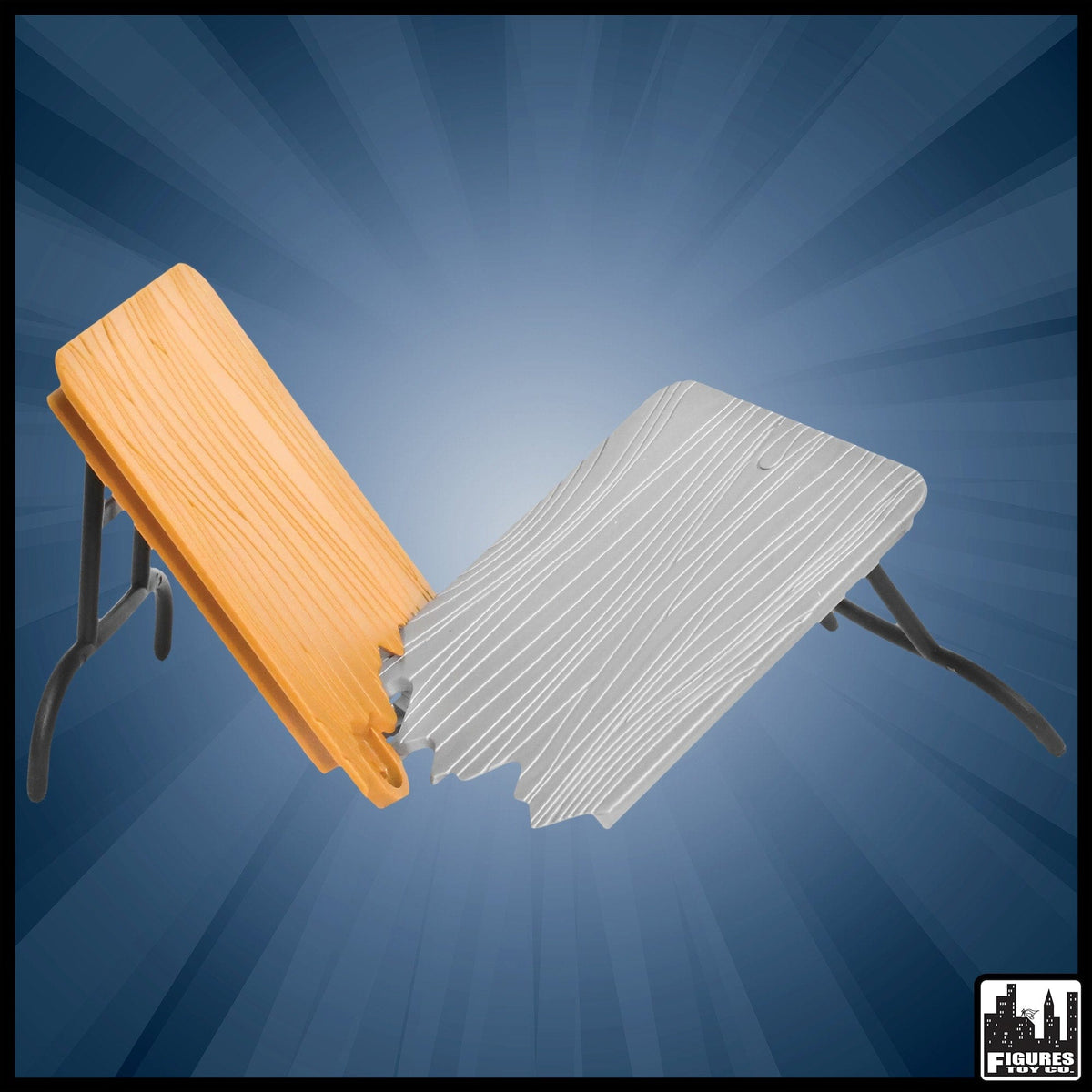 Half Brown &amp; Half Silver Breakable Table for WWE Wrestling Action Figures