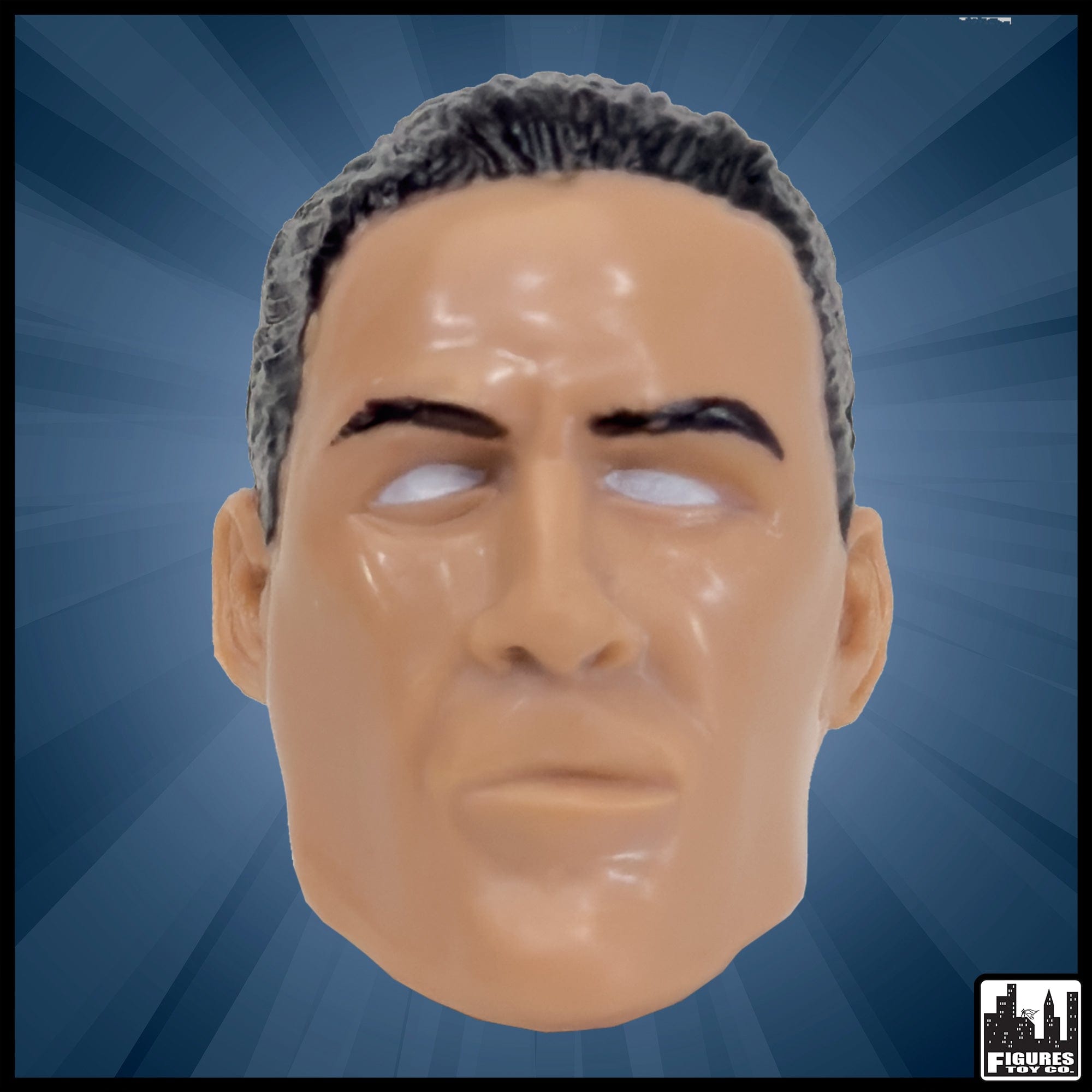 Interchangeable Wrestling Heads Series 2: Black Hair Solid White Eyes