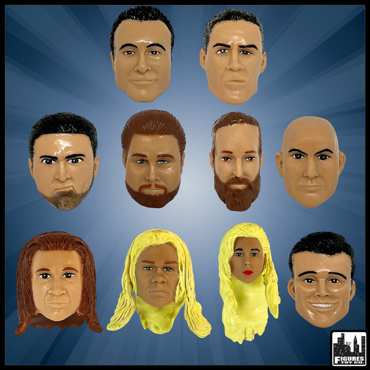 Interchangeable Wrestling Heads Series 2: Set of all 10