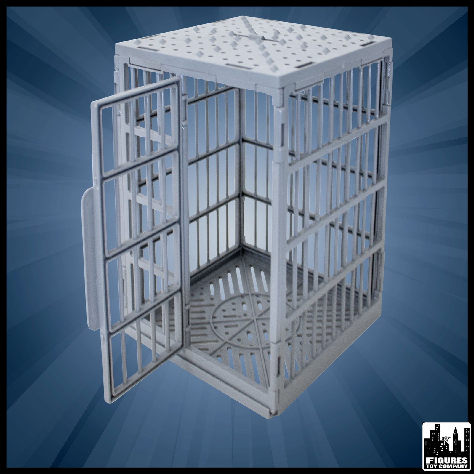 Jail prison cell for 6–8 inch action figures with door open
