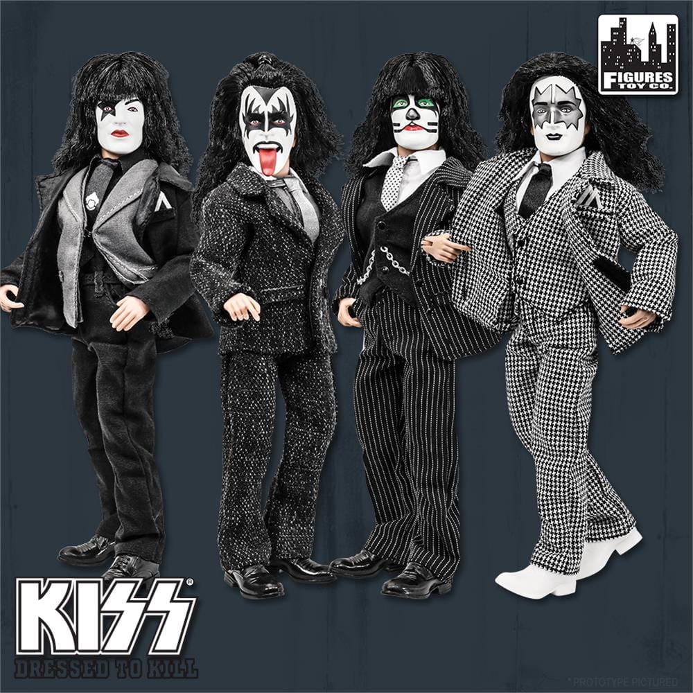 KISS 8 Inch Action Figures Dressed To Kill Throwback Series: Set of all 4