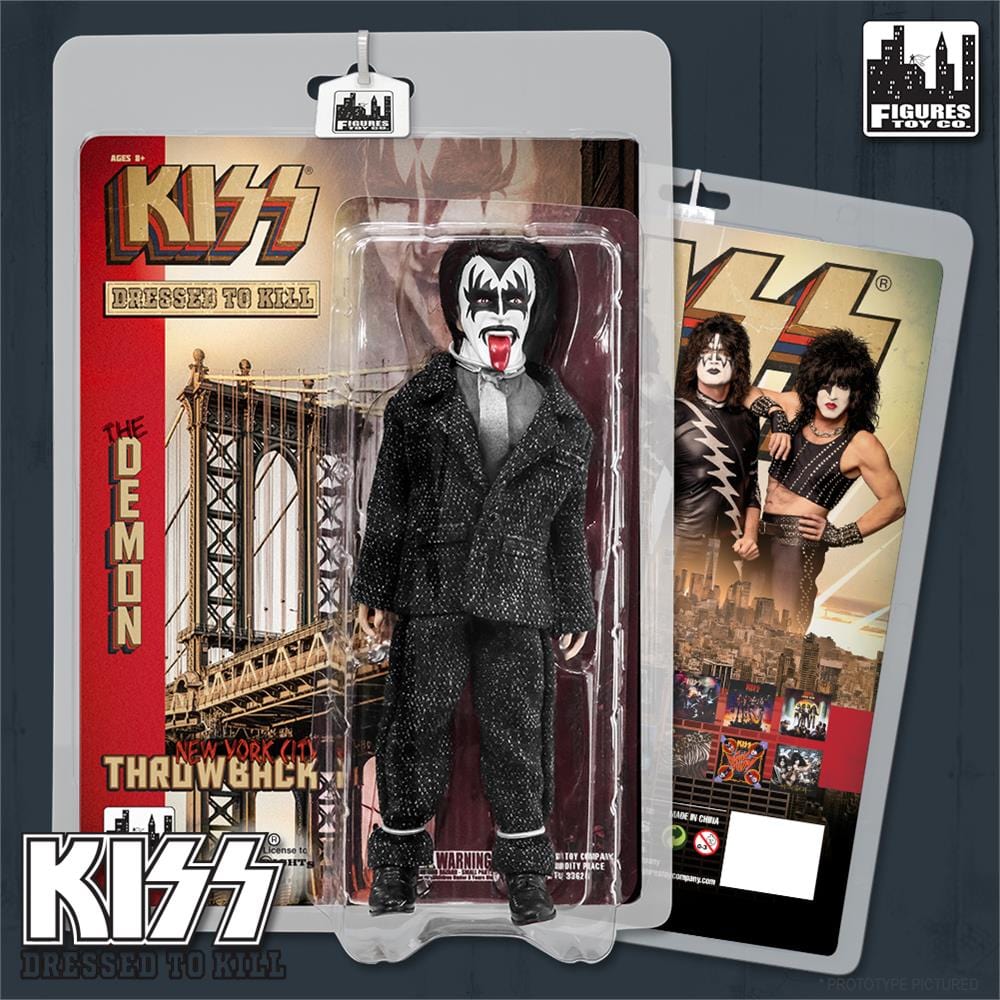 KISS 8 Inch Action Figures Dressed To Kill Throwback Series: Set of all 4