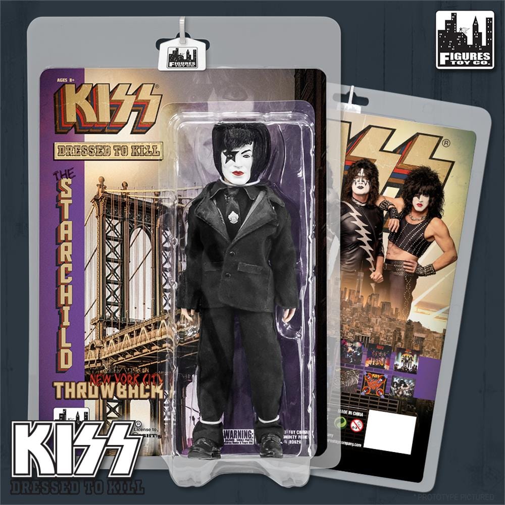 KISS 8 Inch Action Figures Dressed To Kill Throwback Series: Set of all 4