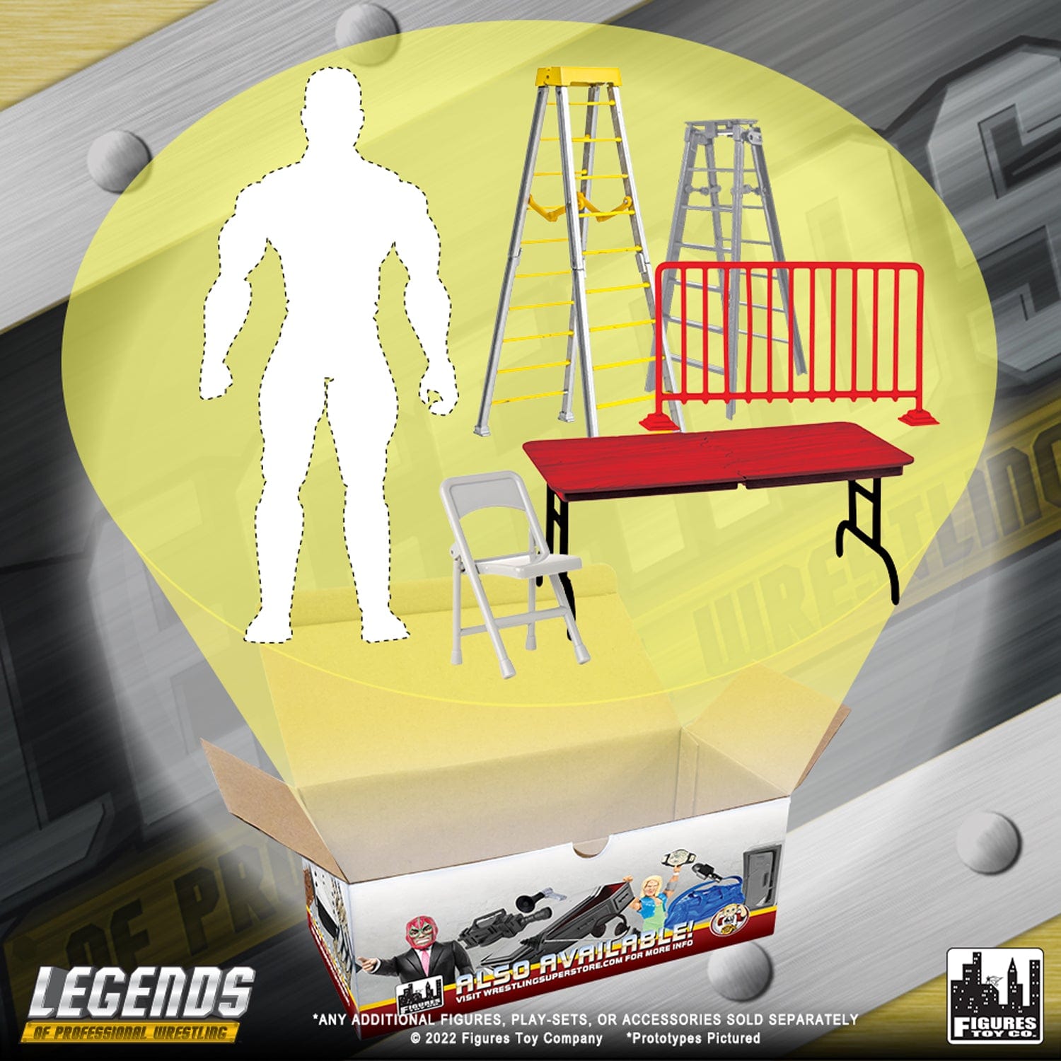 Legends of Professional Wrestling Series Action Figures: Accessory Set & FREE Loose Figure