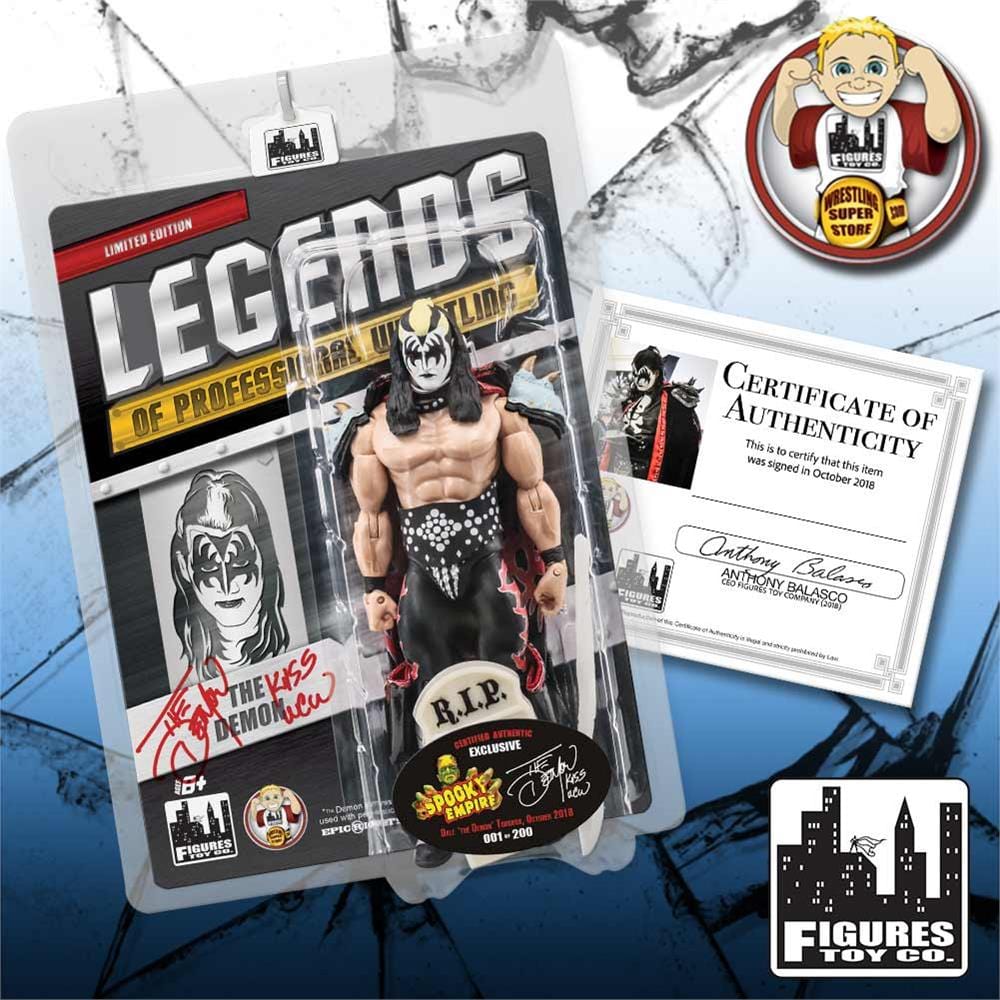 Legends of Professional Wrestling Series Action Figures: The Demon [KISS] Black Card Variant {Autographed Spooky Empire Exclusive}