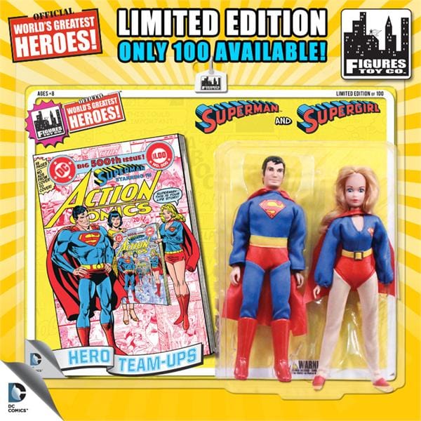 Limited Edition 8 Inch DC Superhero Two-Packs Series 2: Superman &amp; Supergirl (Yellow Card)