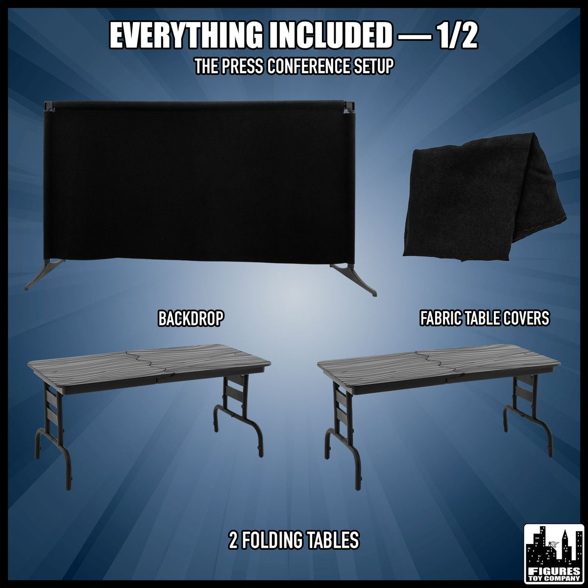 Media Scrum Accessory Set for wrestling figures — included items, part 1 of 2.