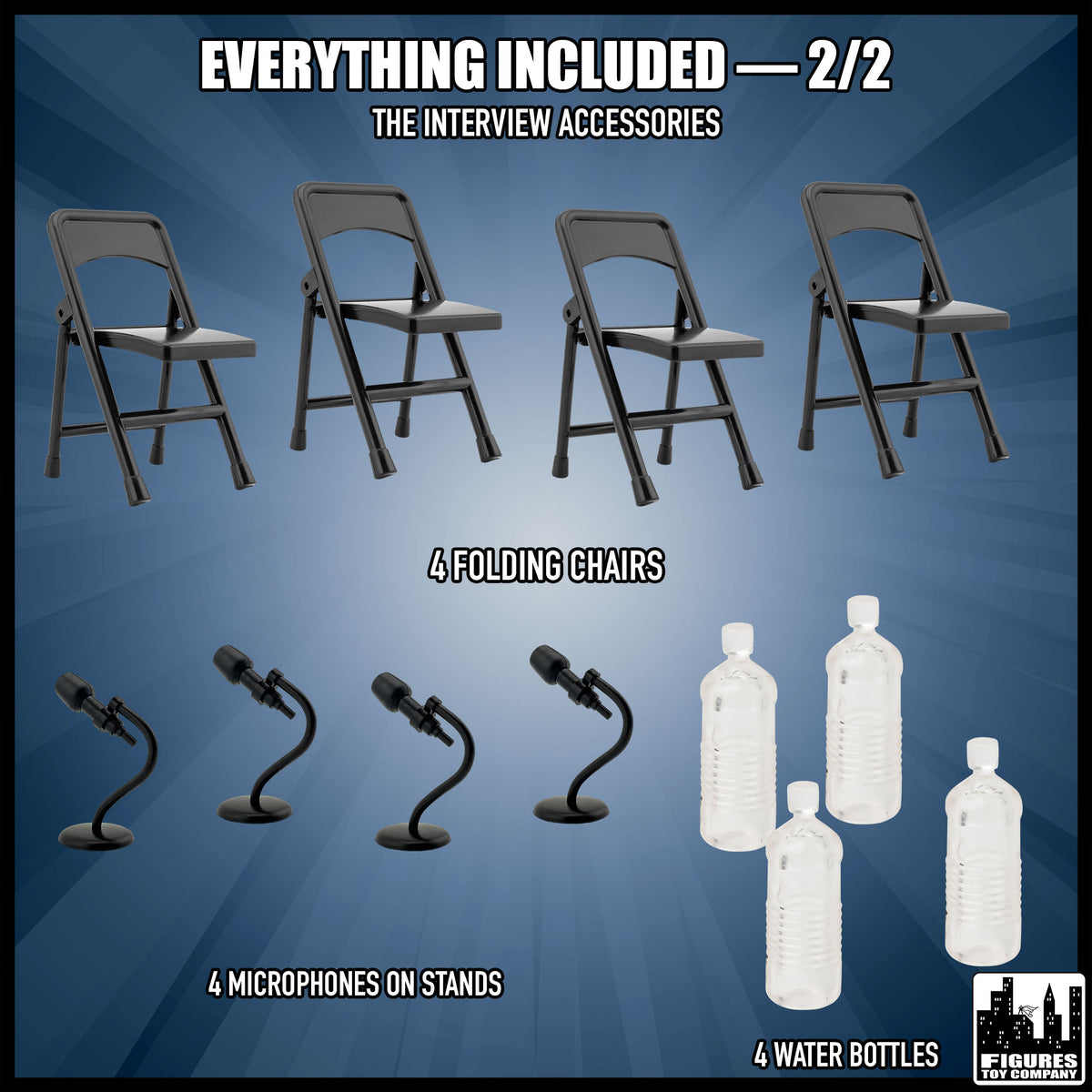 Media Scrum Accessory Set for wrestling figures — included items, part 2 of 2.