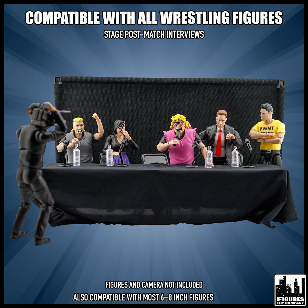 Media Scrum Accessory Set for wrestling figures — press conference.