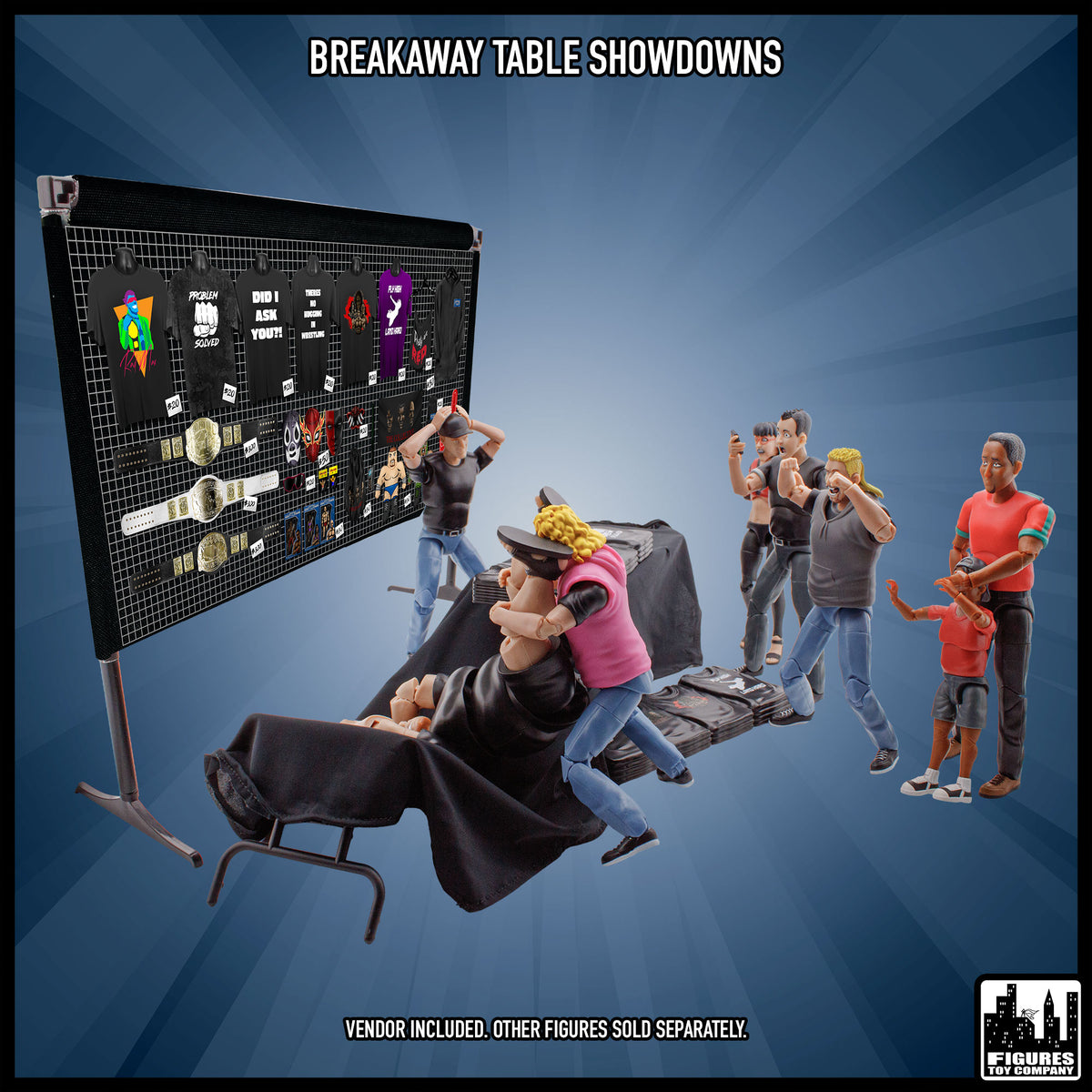 Merch Stand Accessory Set for wrestling figures — breakaway action.