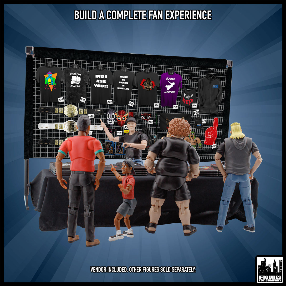 Merch Stand Accessory Set for wrestling figures — fan interaction.