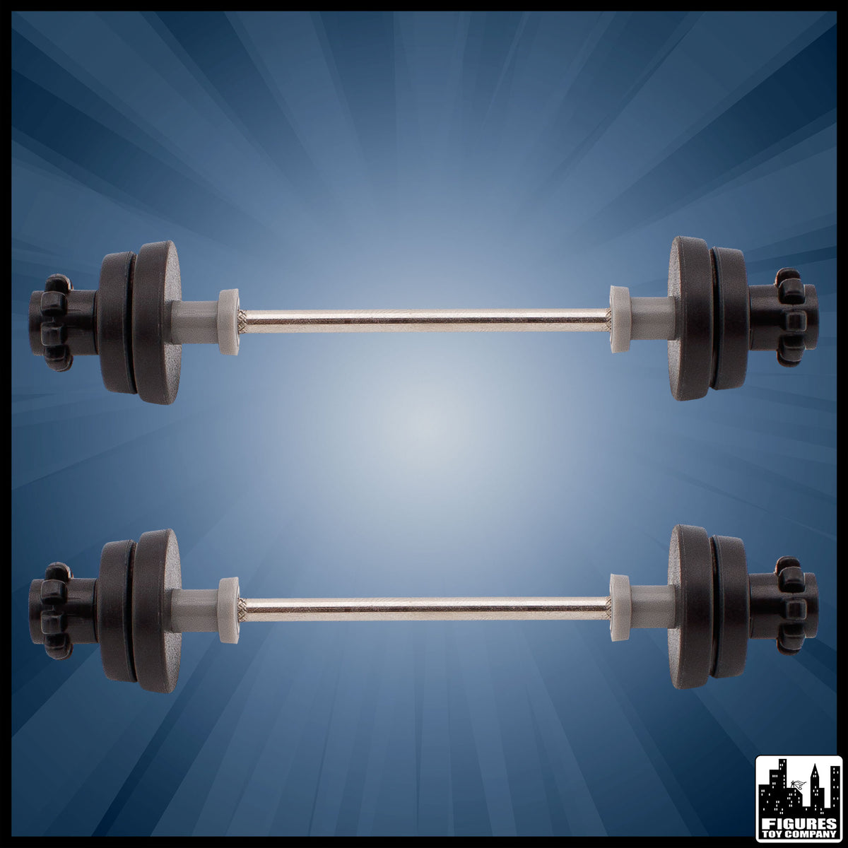 Pair of Small Dumbell Weights for wrestling figures — product view.