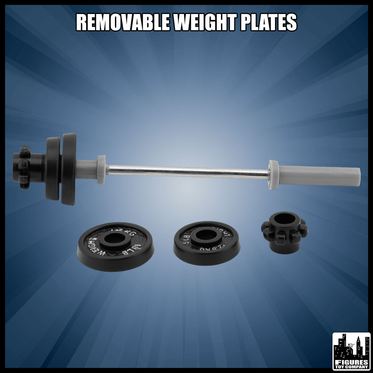 Pair of Small Dumbell Weights for wrestling figures — removable plates.