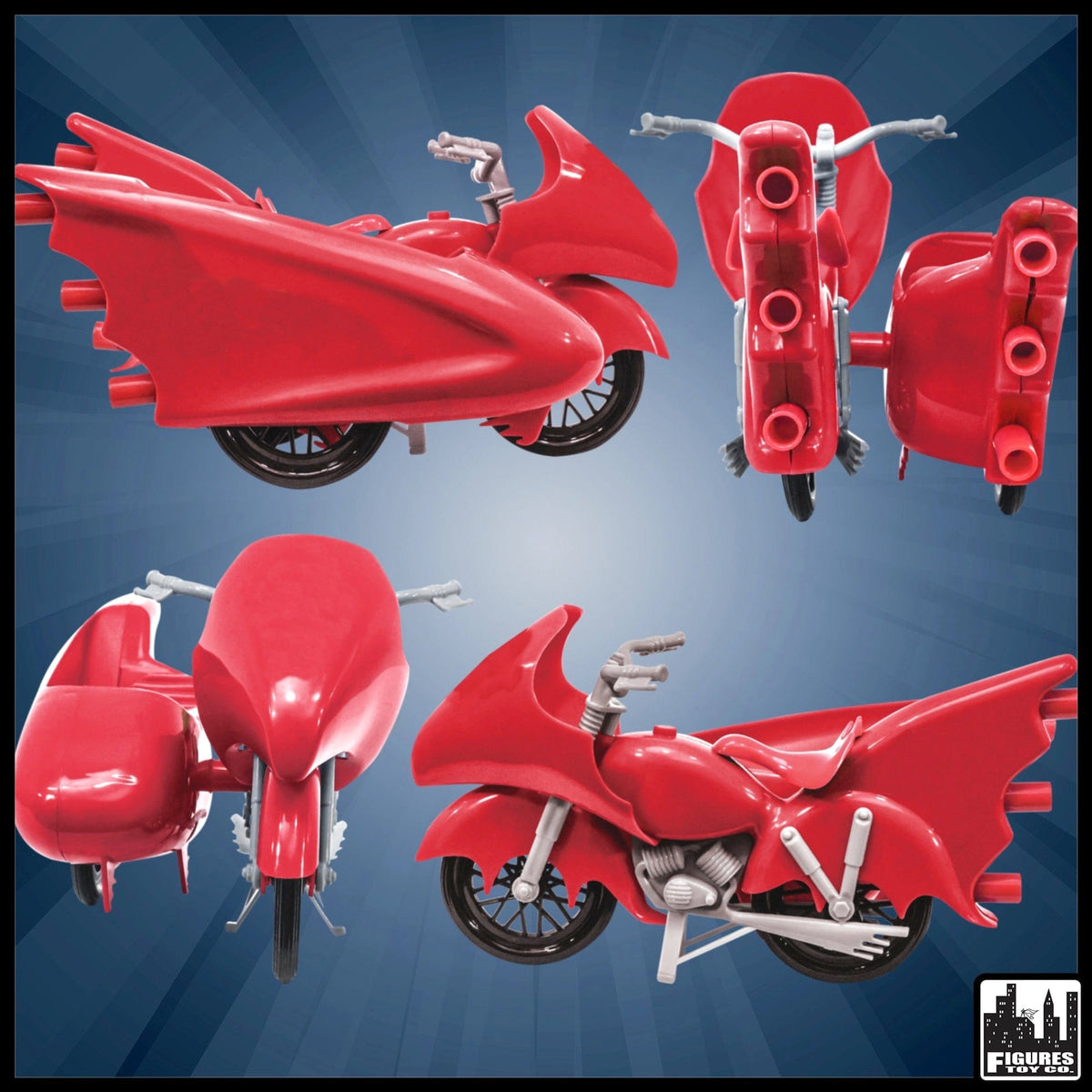 Red Motorcycle With Sidecar for 6-8 Inch Action Figures