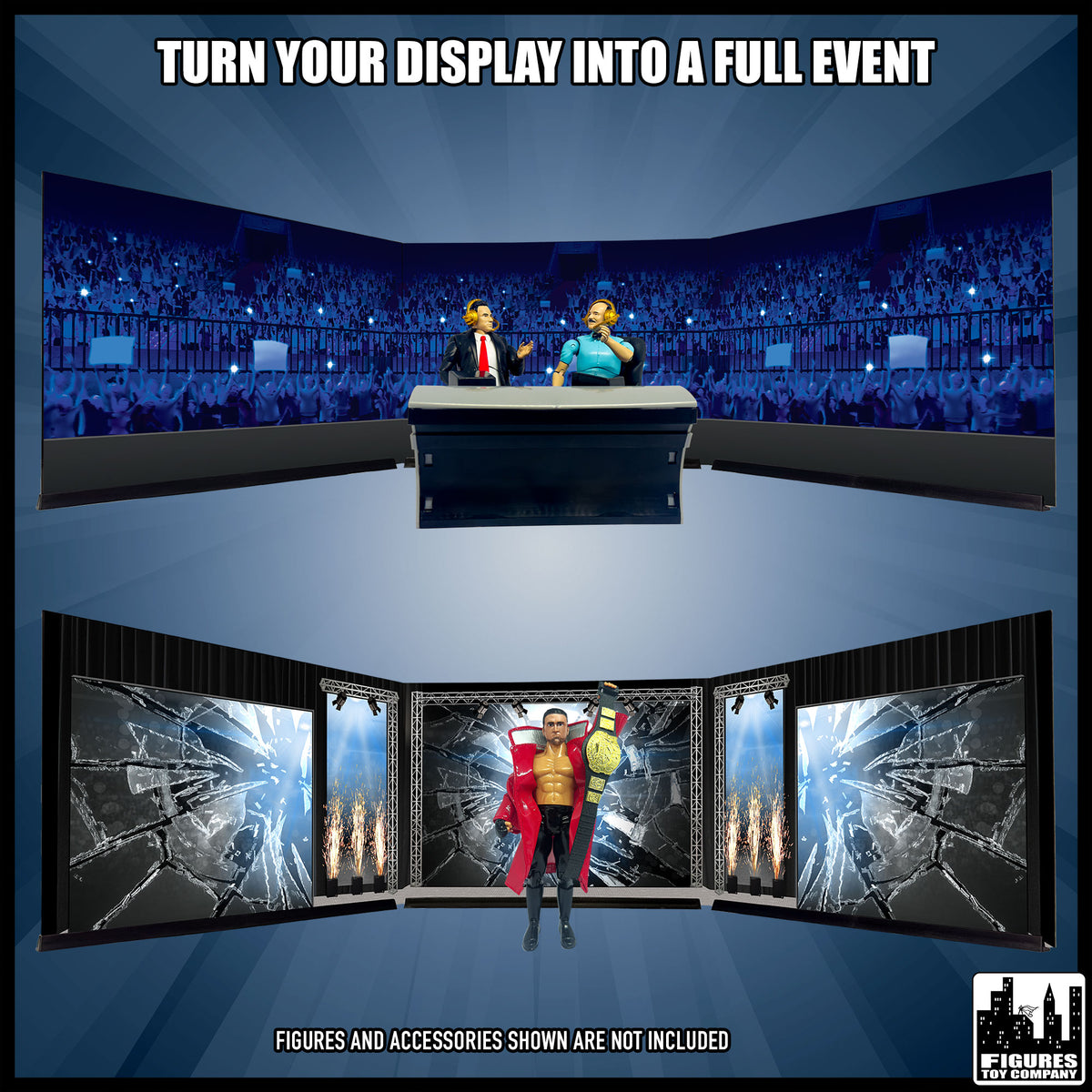 Reversible Wrestling Action Figure Backdrop Dioramas — ringside scenes.