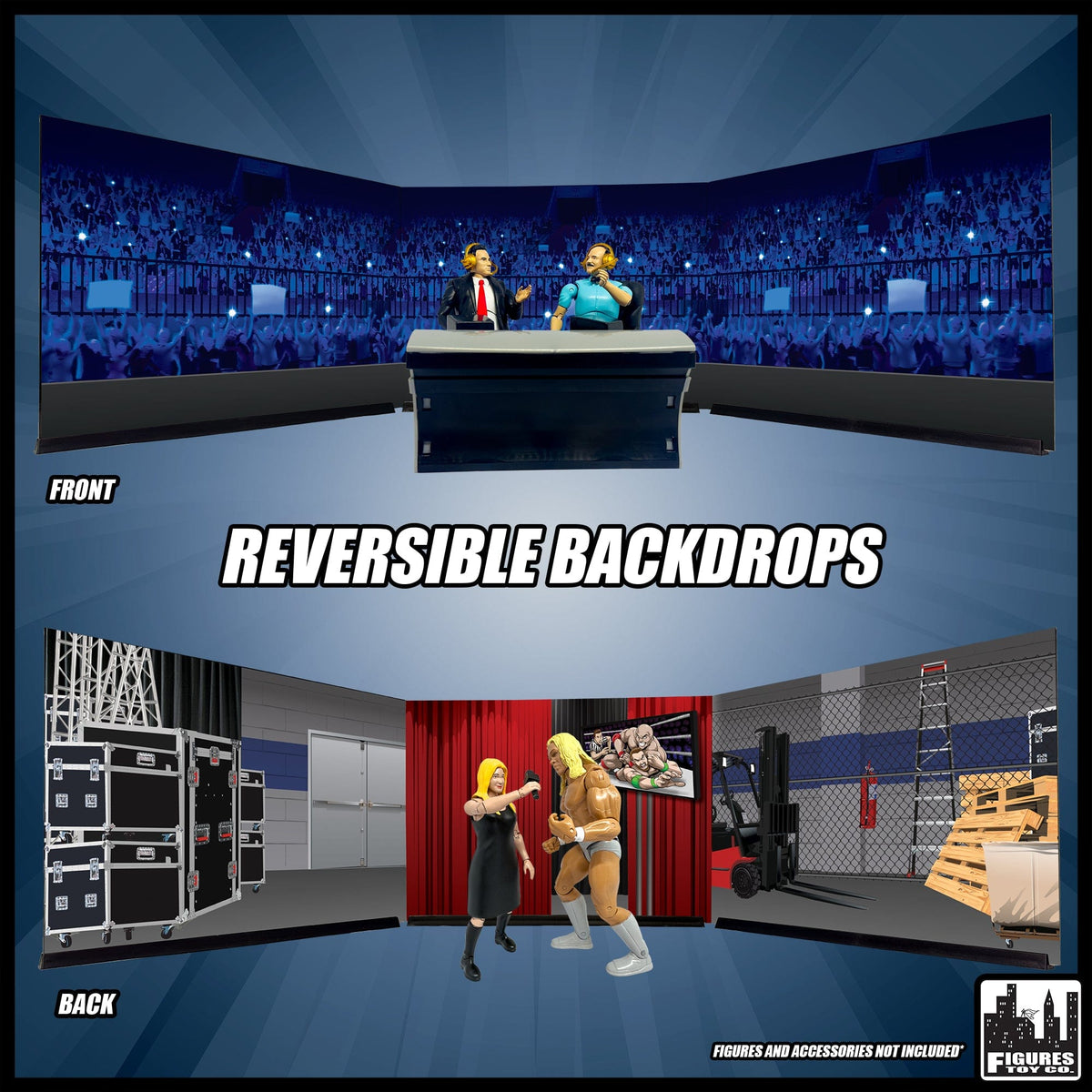 Reversible Wrestling Action Figure Backdrops for WWE Wrestling Action Figures