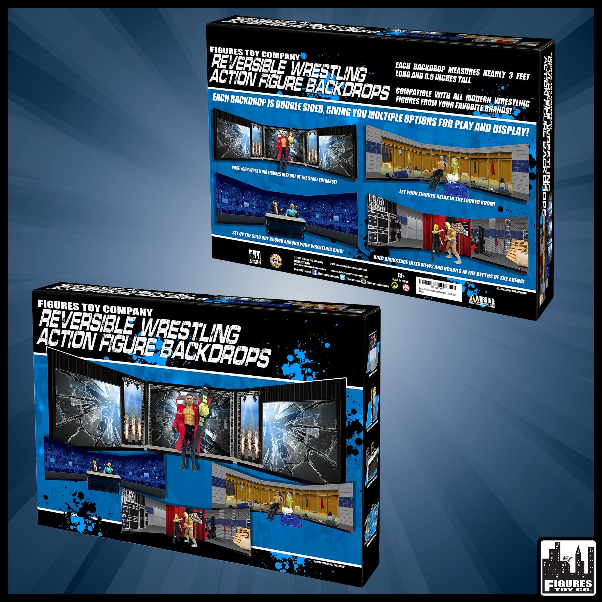 Action Collection Backdrops Reversible Wrestling Action Figure Backdrops for WWE Wrestling Figures ...