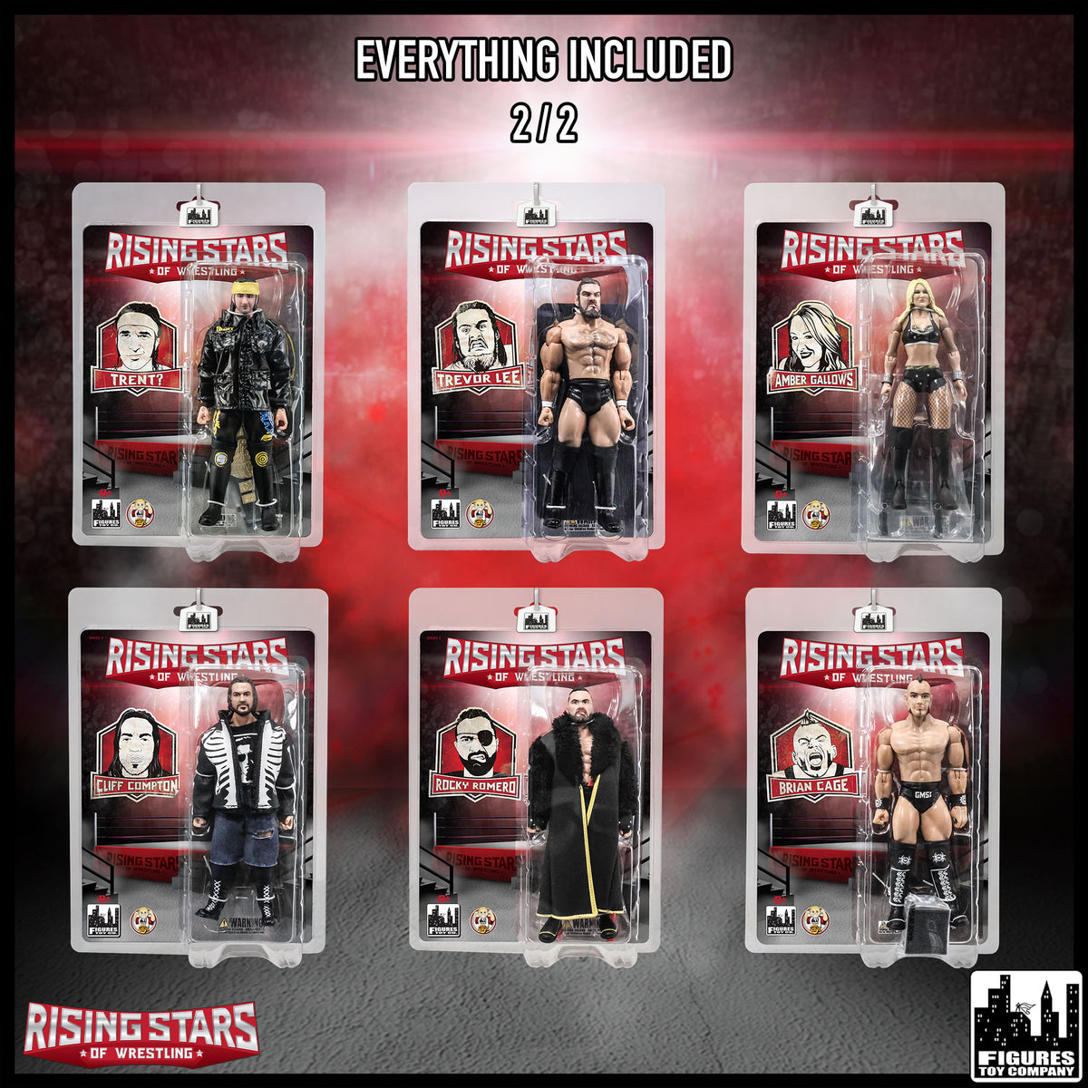 Rising Stars of Wrestling Action Figure Series: Set of 12 Figures — included items, part 2.
