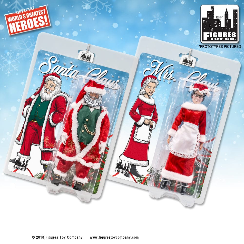 Santa &amp; Mrs. Claus 8 Inch Retro Action Figures [2018 Editions]