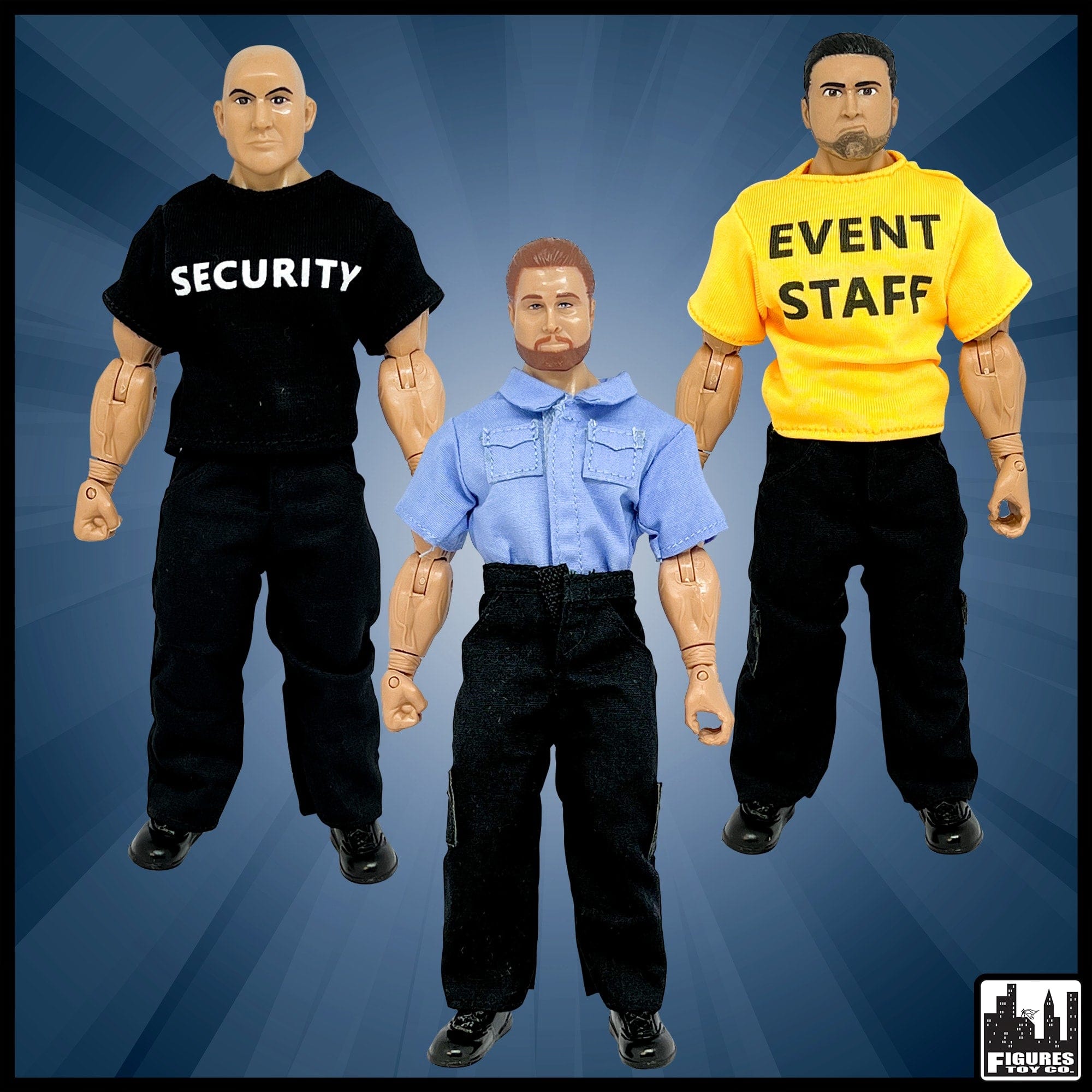 Security Guard, Event Staff Worker & EMT Action Figure for WWE Wrestling Figures