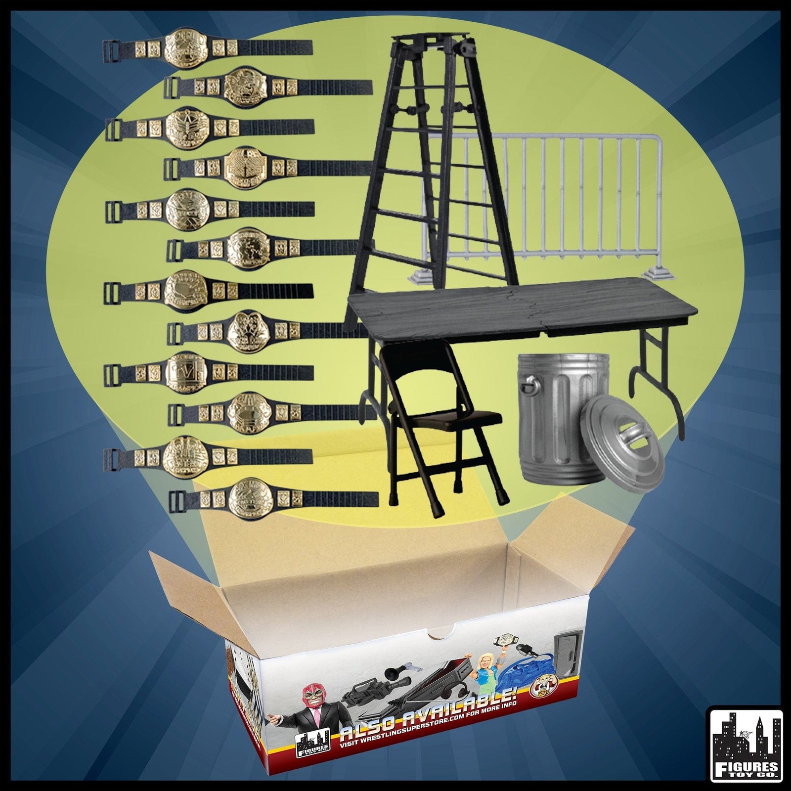 Set of 12 Championship Figure Belts & 5 Accessories for WWE Wrestling Action Figures