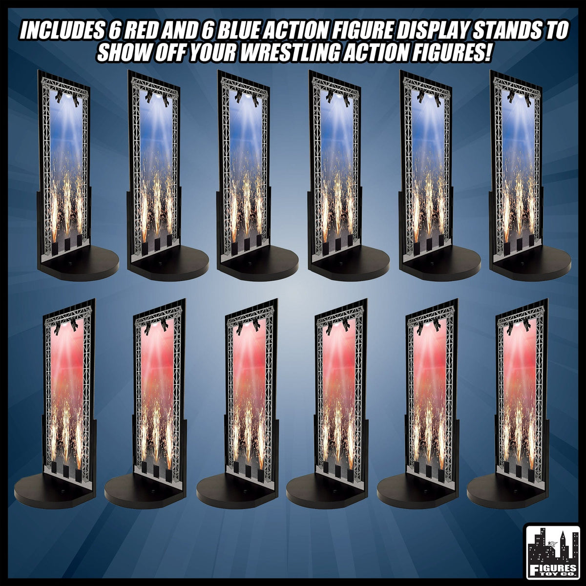 Set of 12 Display Stands for WWE Wrestling Action Figures