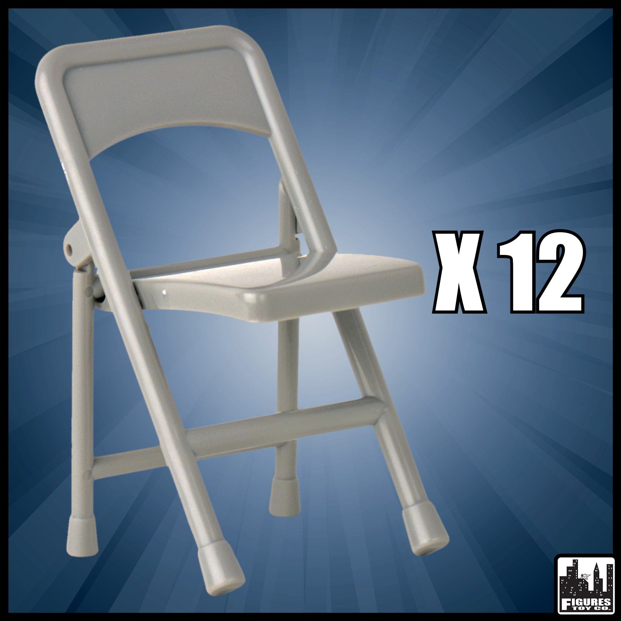 Set of 12 Gray Folding Chairs for WWE Wrestling Action Figures