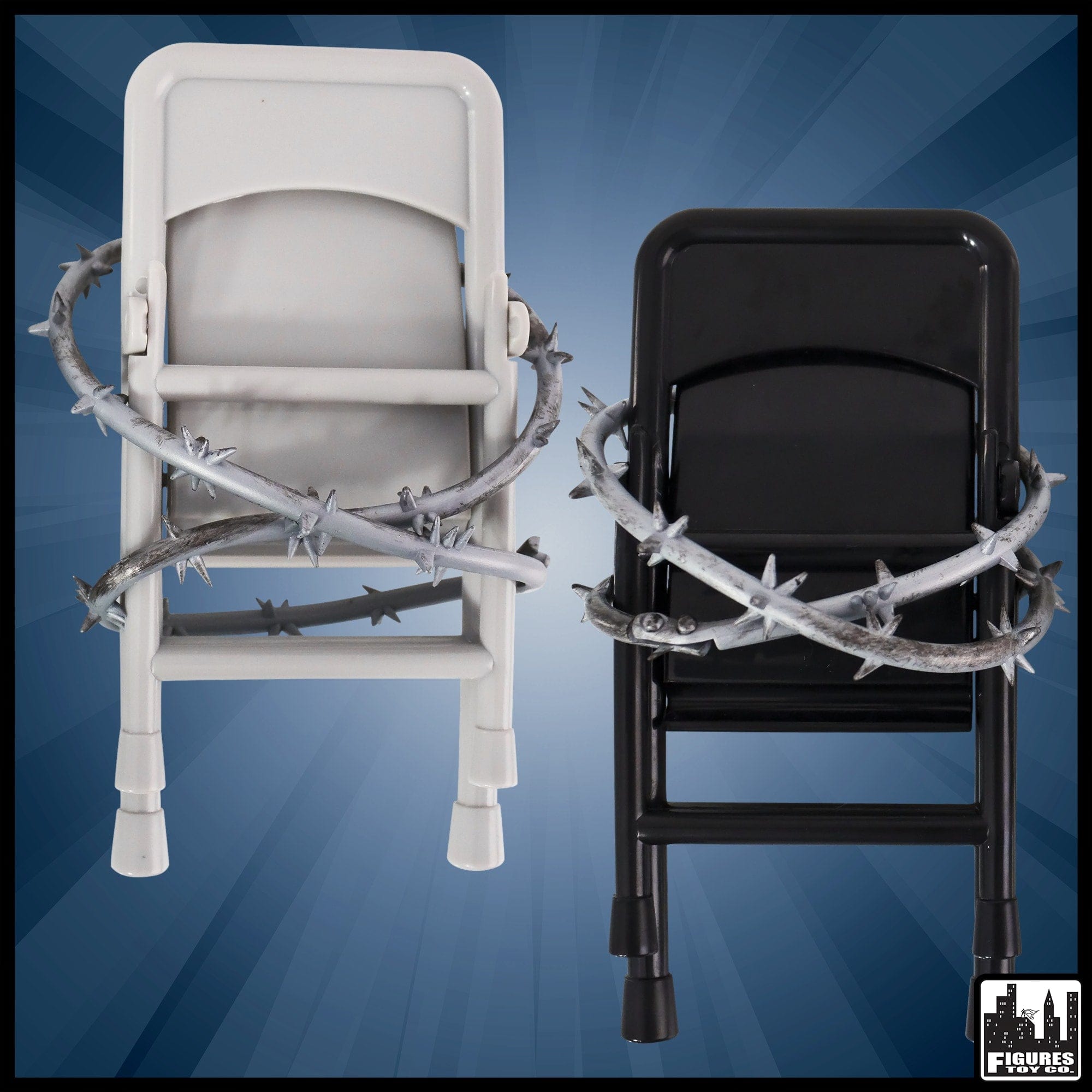 Set of 2 Barbed Wire Folding Chairs for WWE Wrestling Action Figures