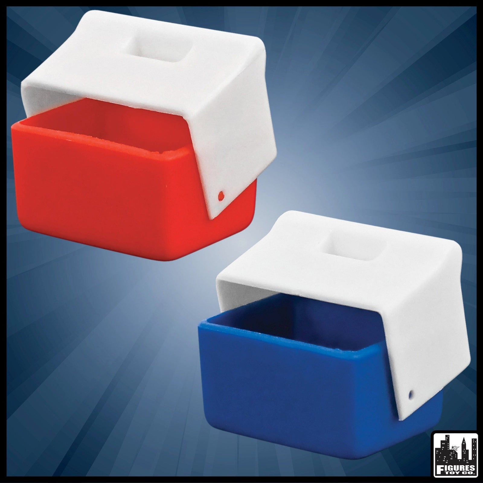 Set of 2 Coolers for WWE Wrestling Action Figures: 1 Red 1 Blue