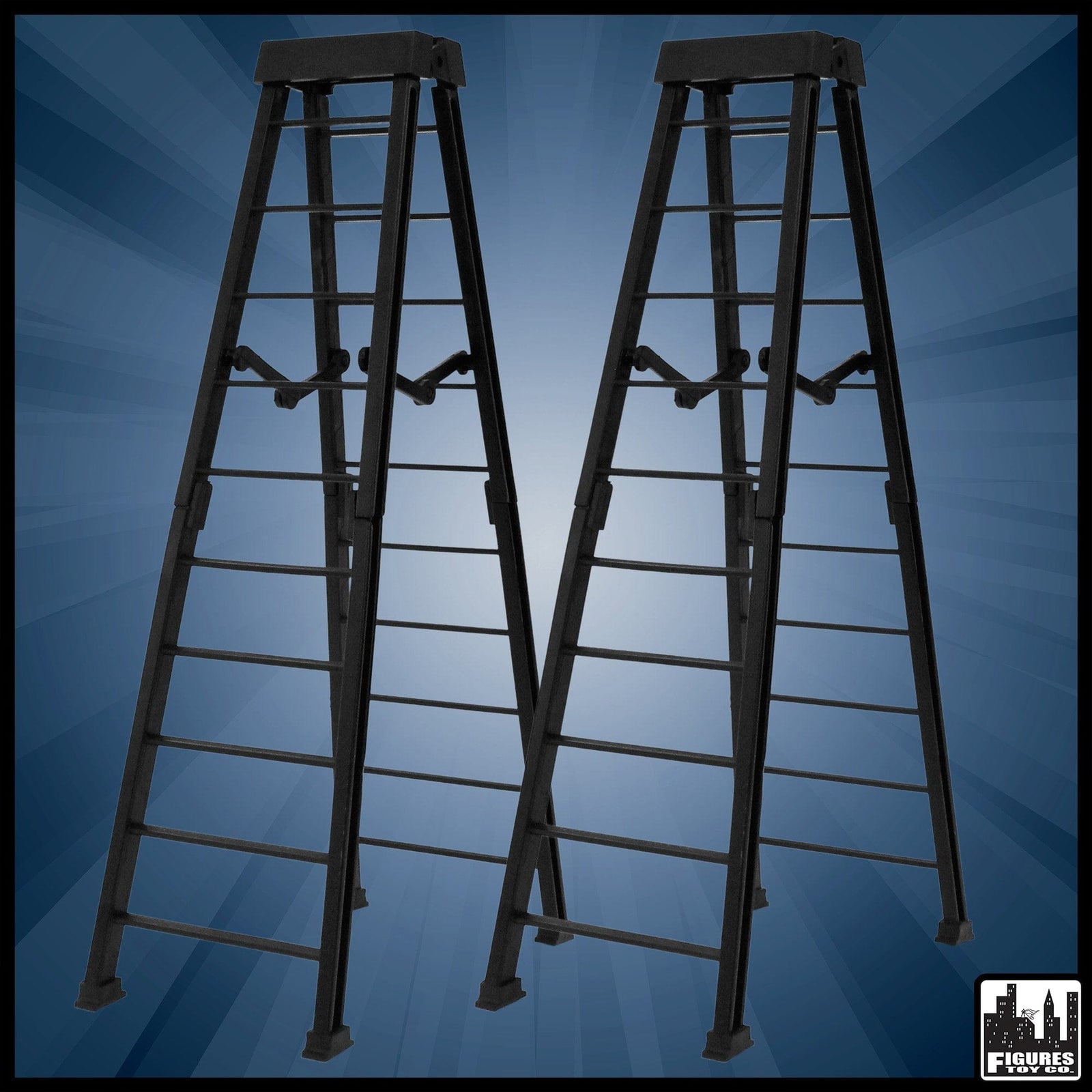 Set of 2 Large 10 Inch Breakaway Black Ladders for WWE Wrestling Action Figures