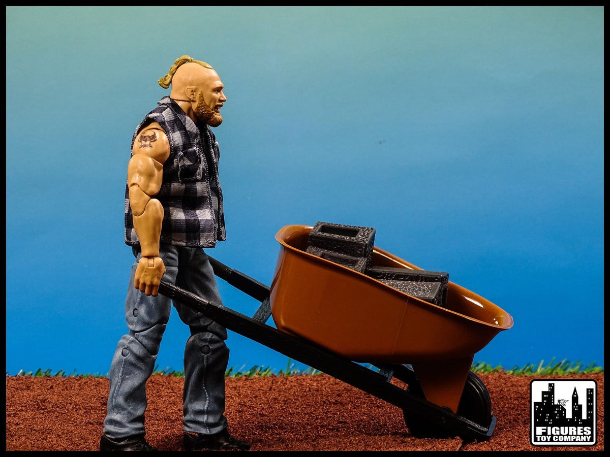 Set of 2 Plastic Wheel Barrows for WWE Wrestling Action Figures