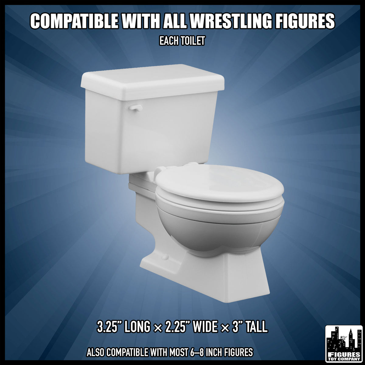 Set of 2 Toilets for wrestling figures — dimension guide.