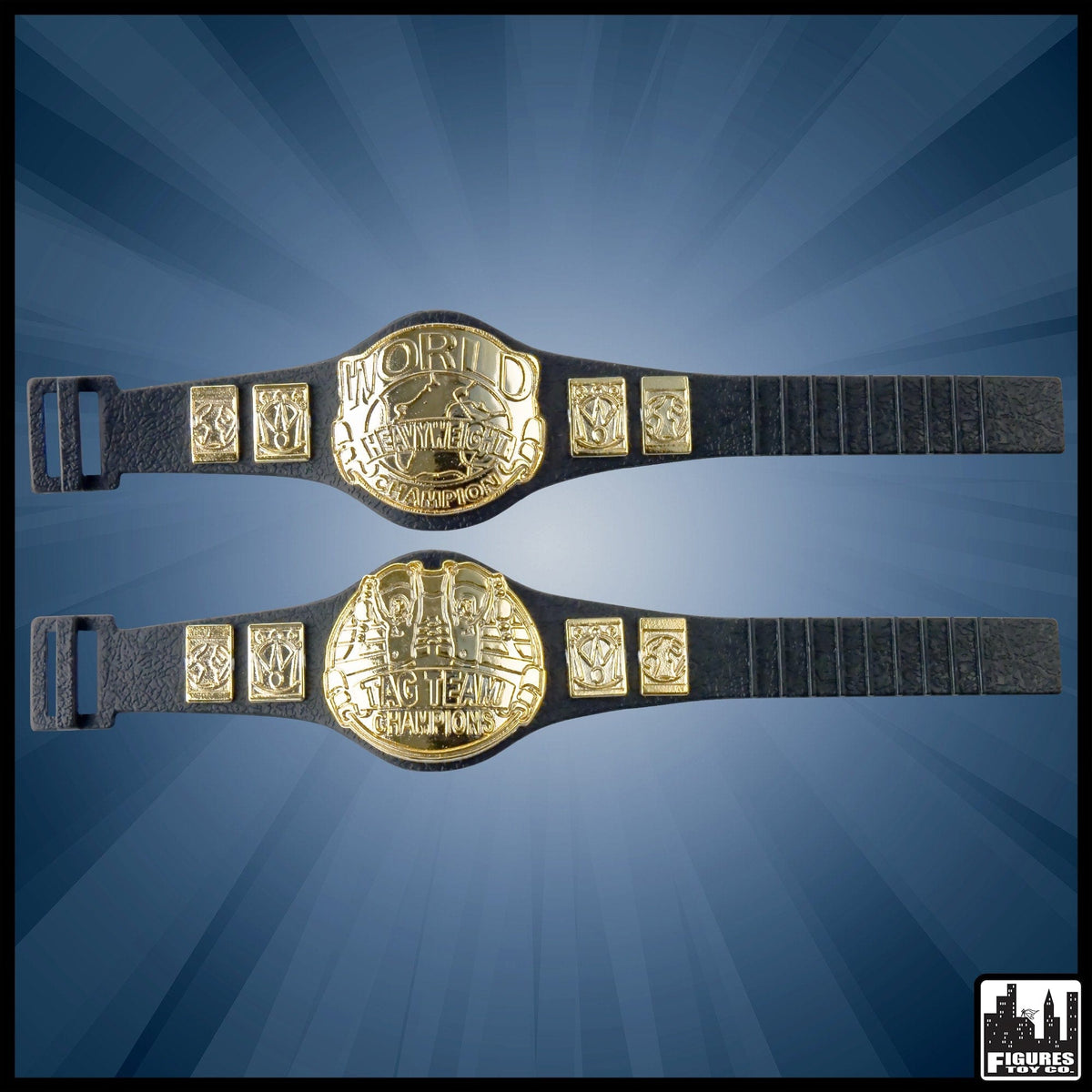 Set of 2 Wrestling Action Figure Championship Belts for WWE Wrestling Figures