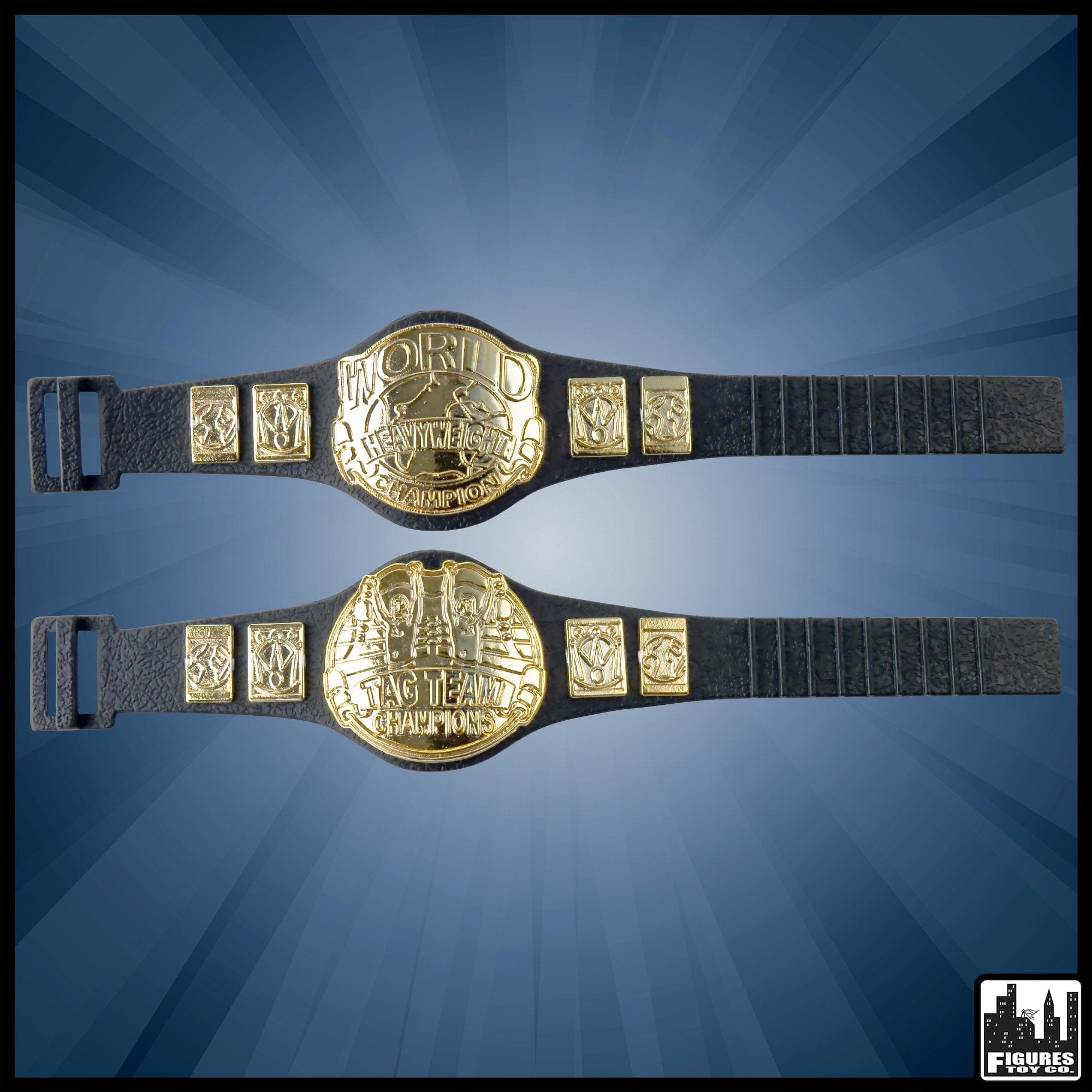 Set of 2 Wrestling Action Figure Championship Belts for WWE Wrestling Figures
