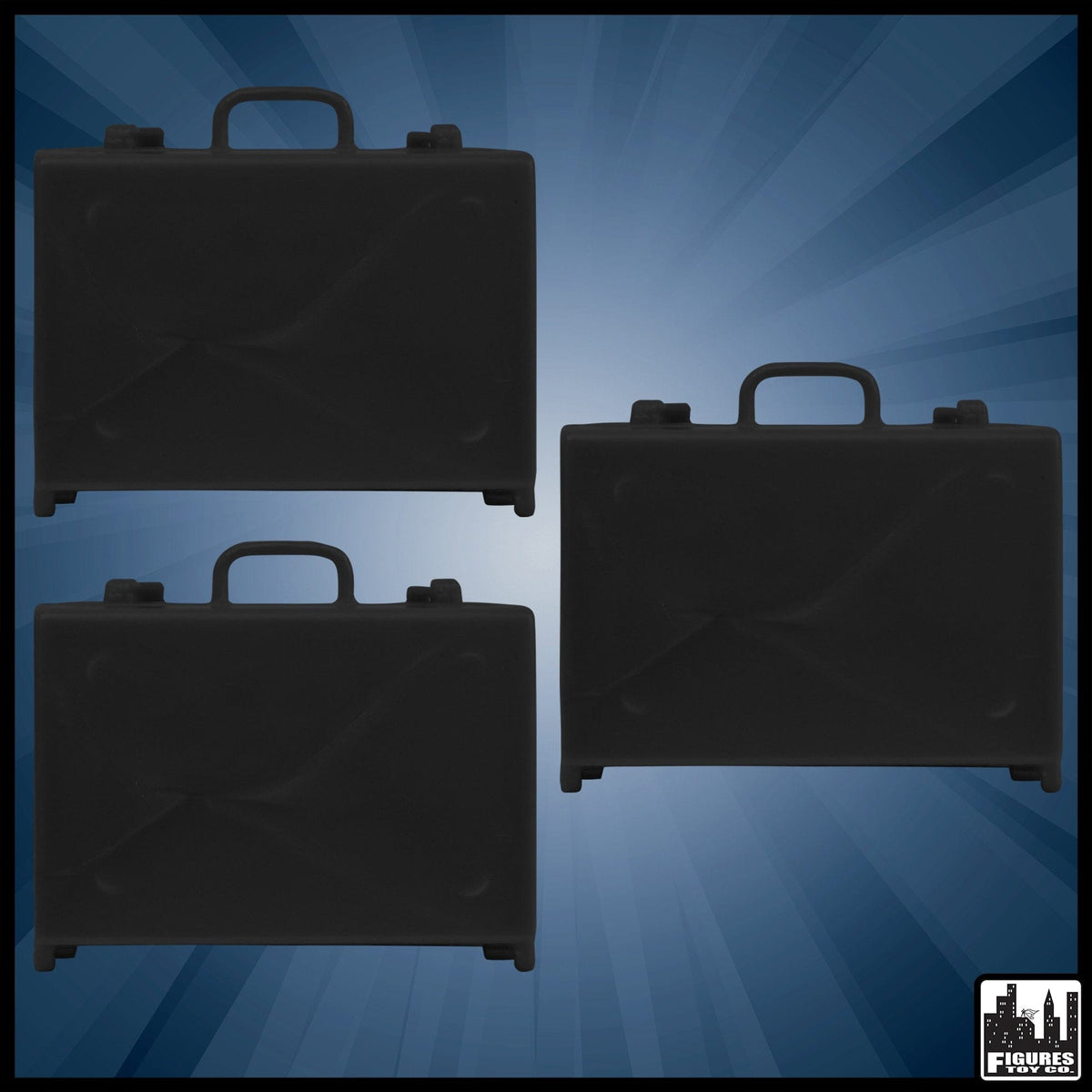Set of 3 Black Briefcases for WWE Wrestling Action Figures
