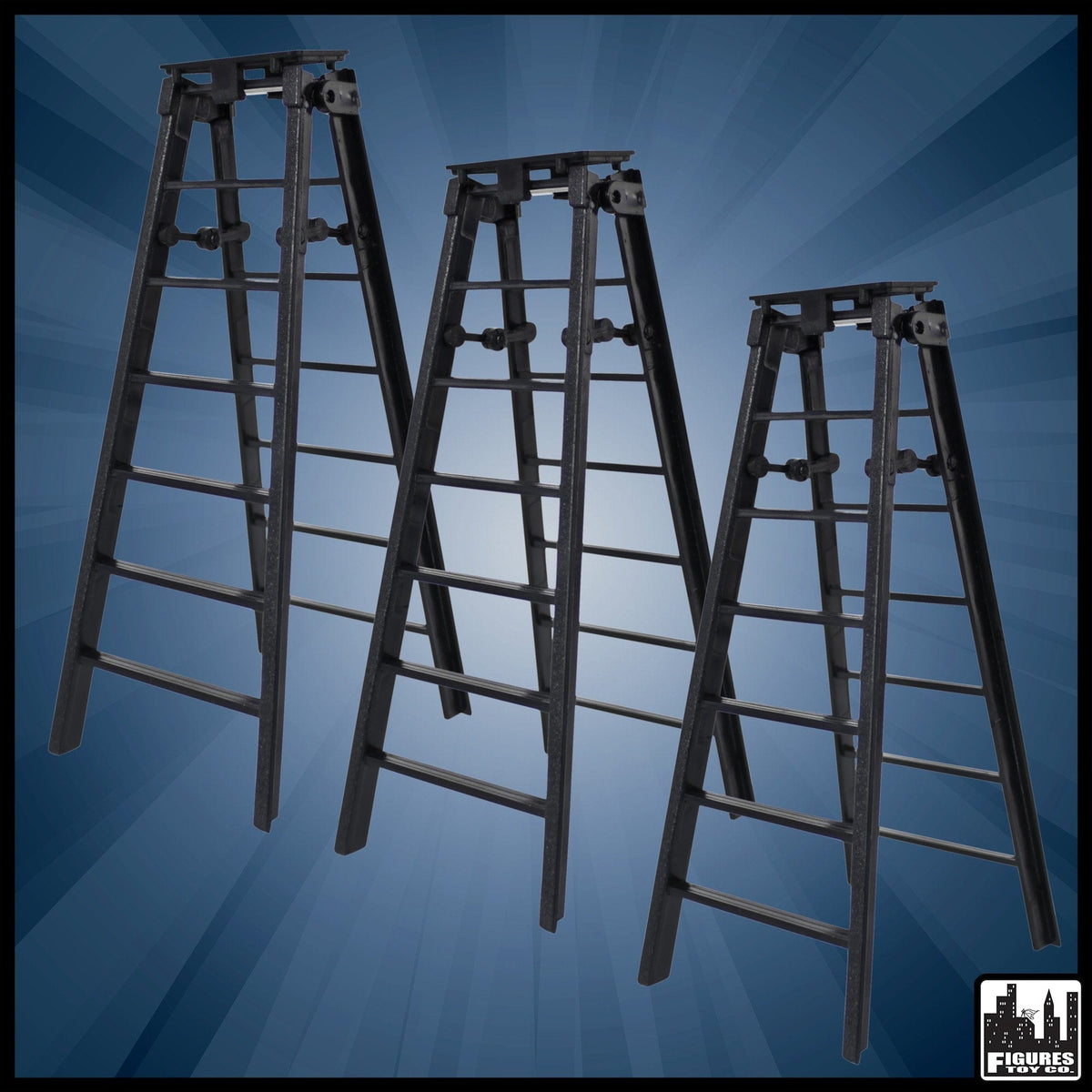 Set of 3 Black Ladders for WWE Wrestling Action Figures