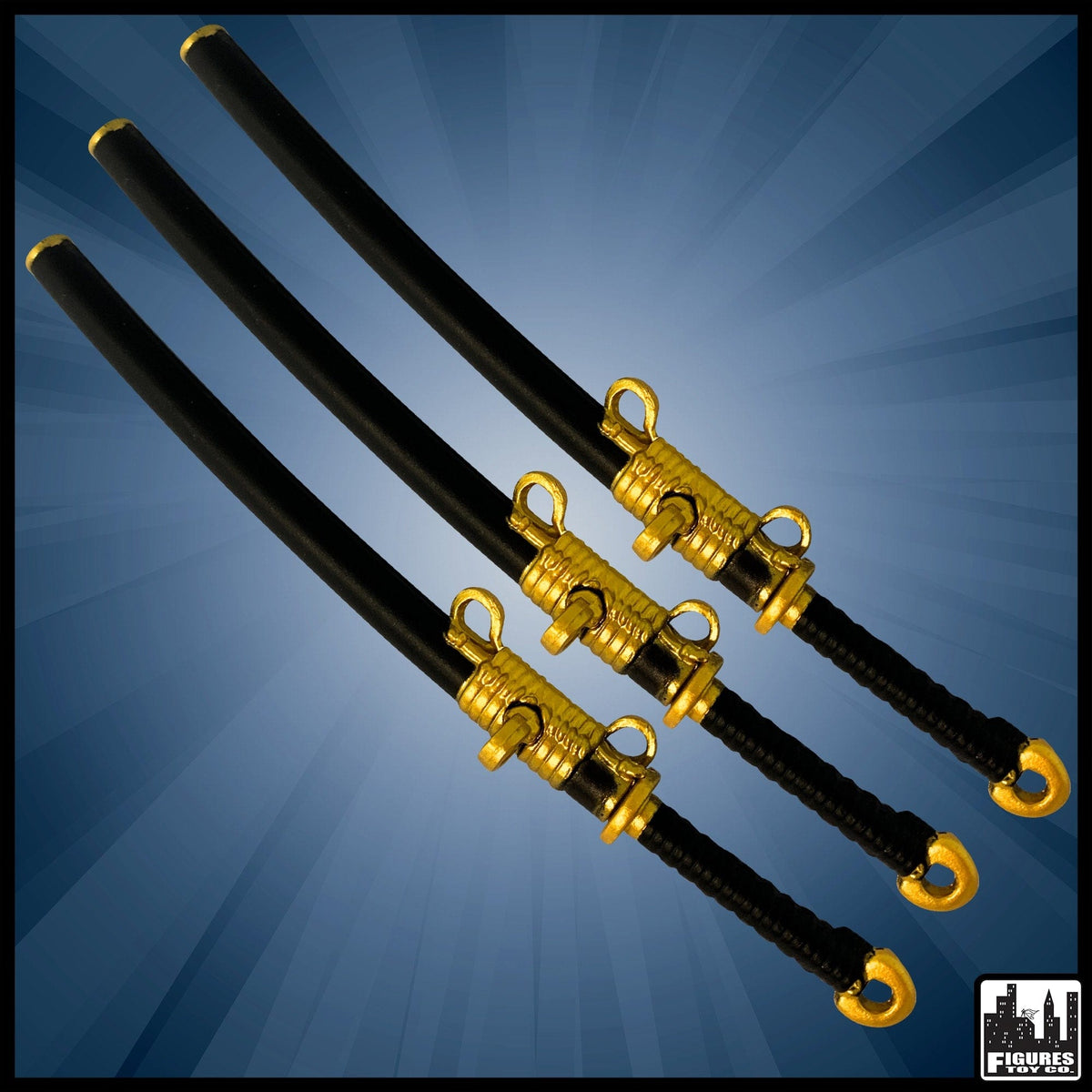 Set of 3 Black Plastic Toy Katana Swords with Removable Sheath for 6-8 Inch Action Figures